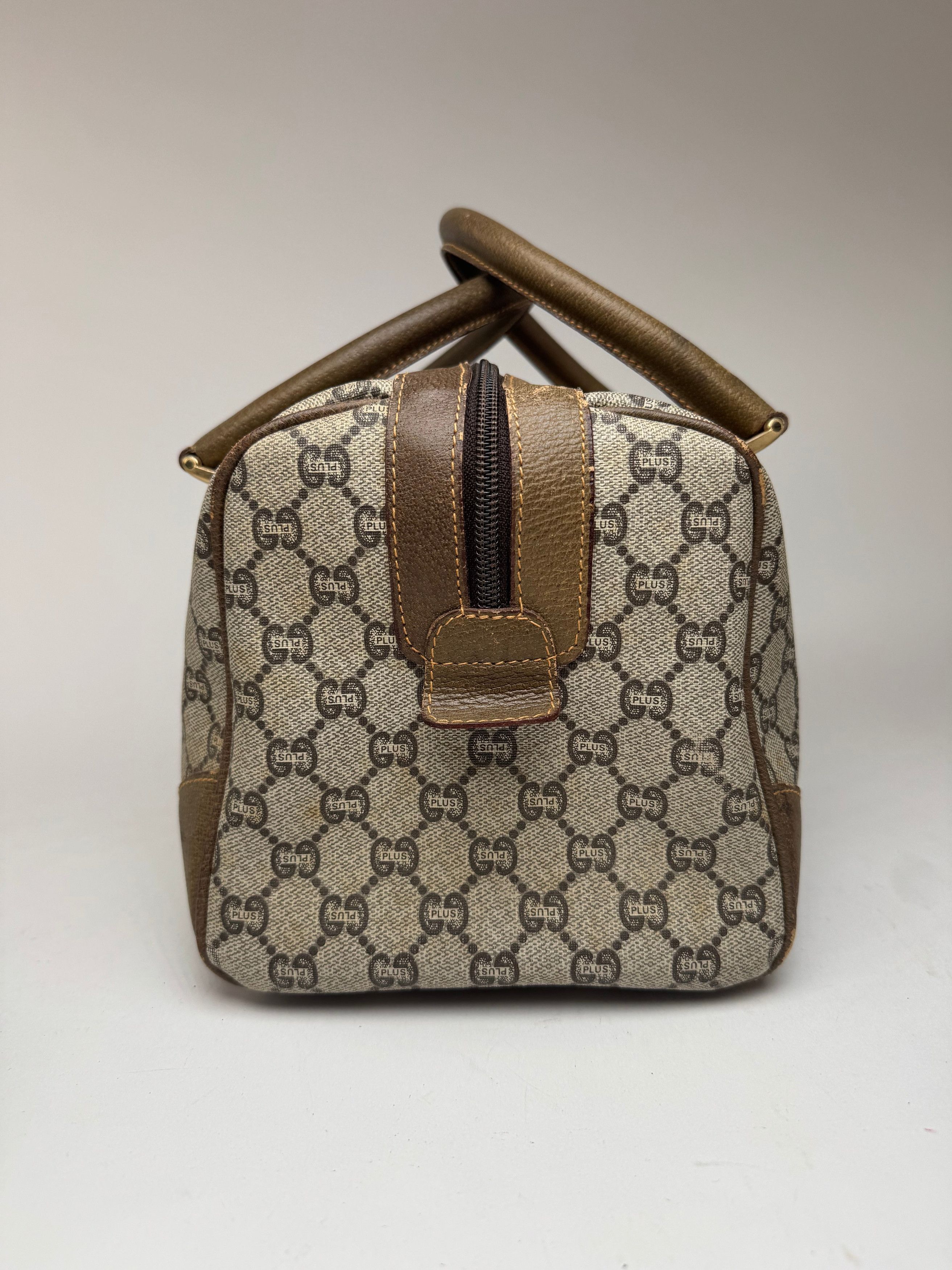 Gucci Vintage Plus Monogram Leather mini Boston Bag brown grey Size ONE SIZE - 12 Thumbnail