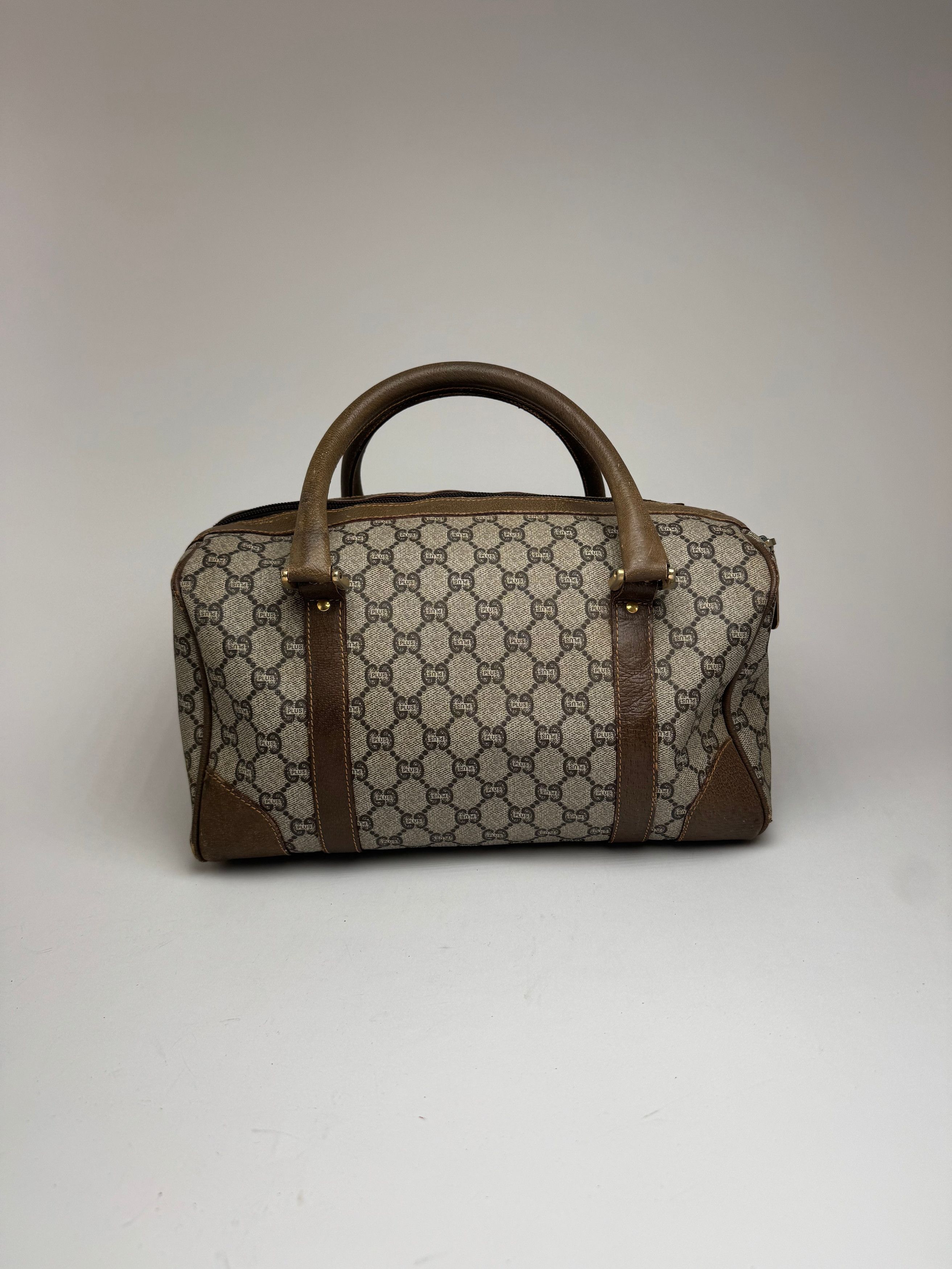 Gucci Vintage Plus Monogram Leather mini Boston Bag brown grey Size ONE SIZE - 11 Thumbnail