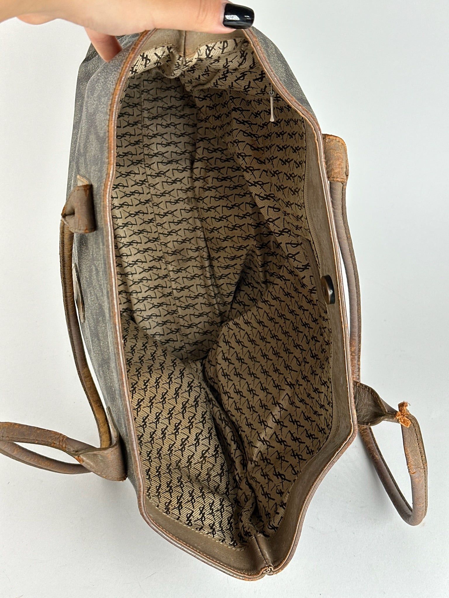 Other Vintage Yves Saint Laurent leather bag brown grey brown Size ONE SIZE - 3 Thumbnail