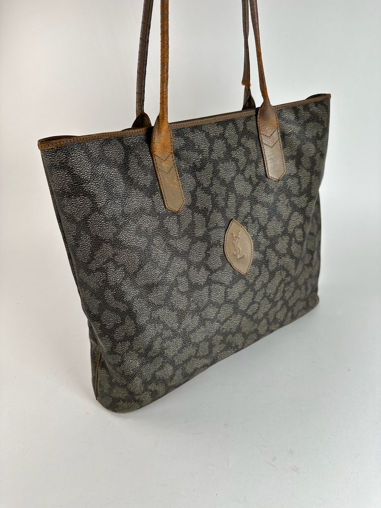 Other Vintage Yves Saint Laurent leather bag brown grey brown Size ONE SIZE - 6 Thumbnail