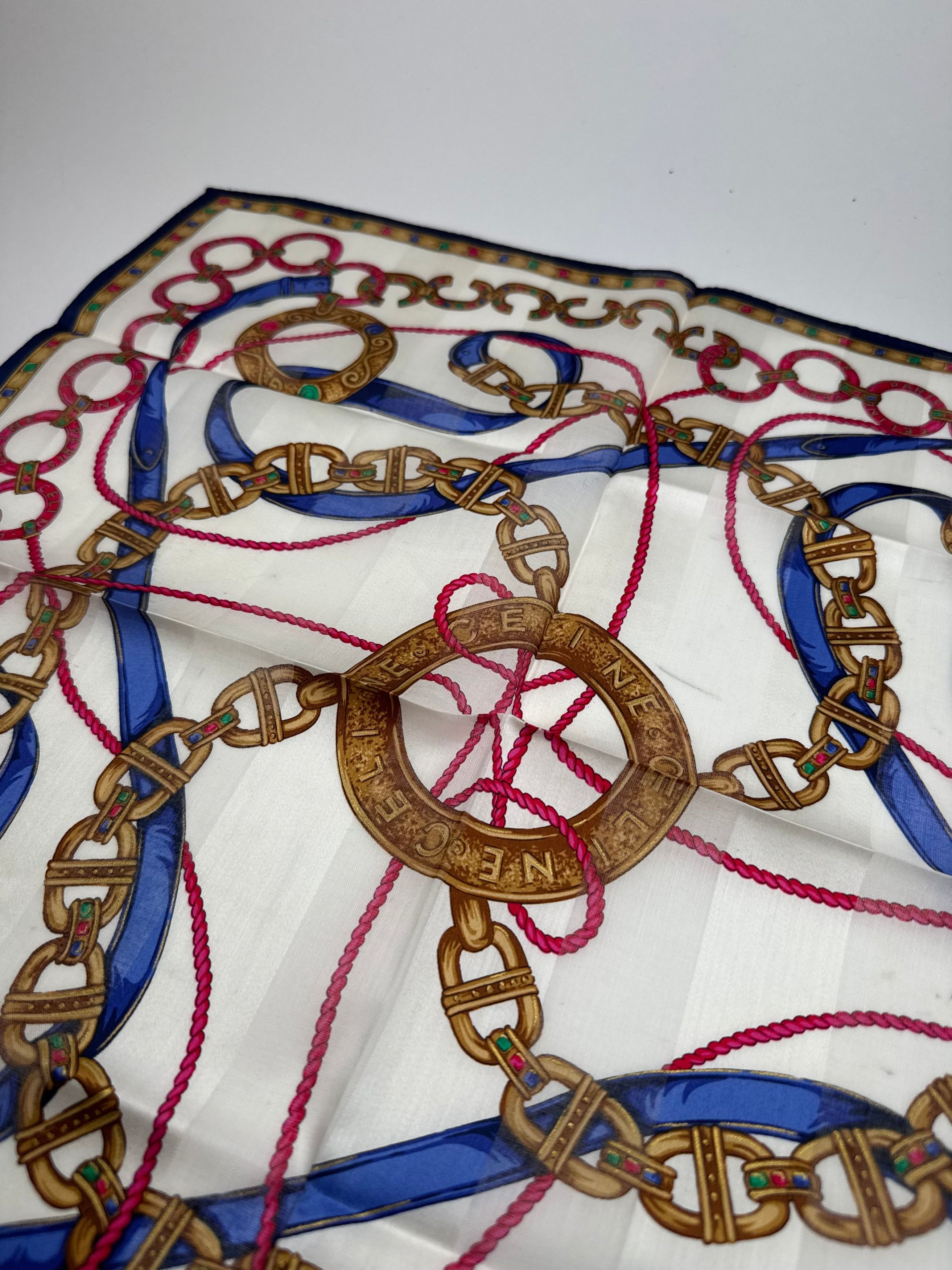 Celine Vintage Scarf Brown white Size ONE SIZE - 6 Thumbnail