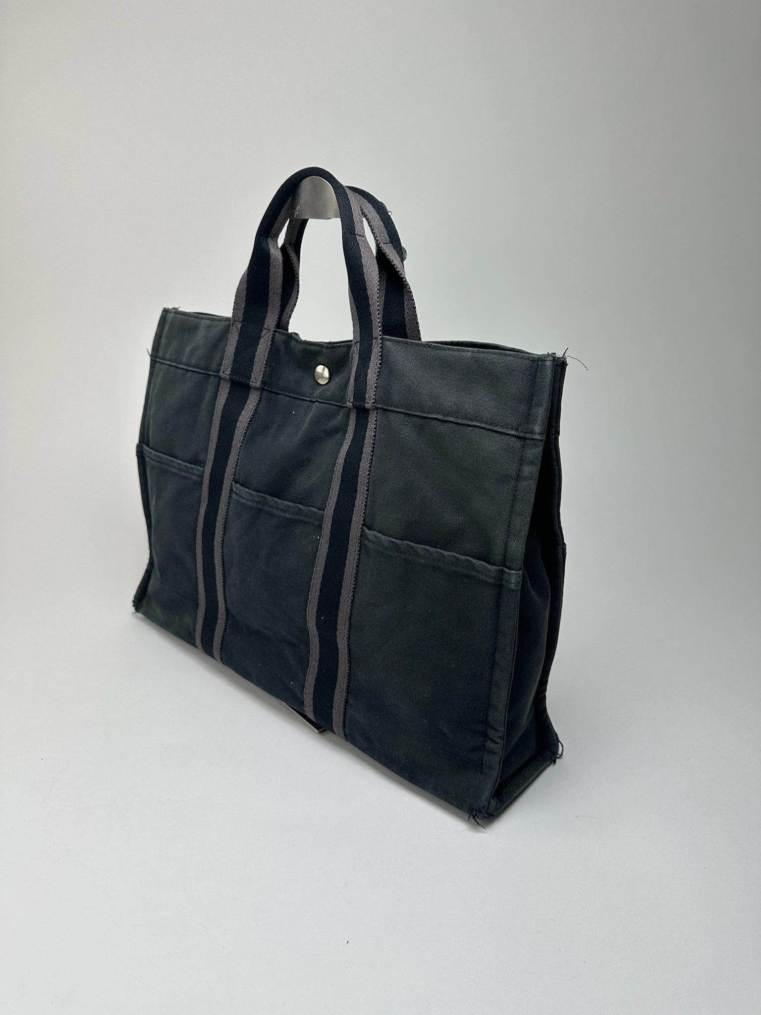 Other Vintage Hermes Cotton Shopper Bag Black Size ONE SIZE - 7 Thumbnail