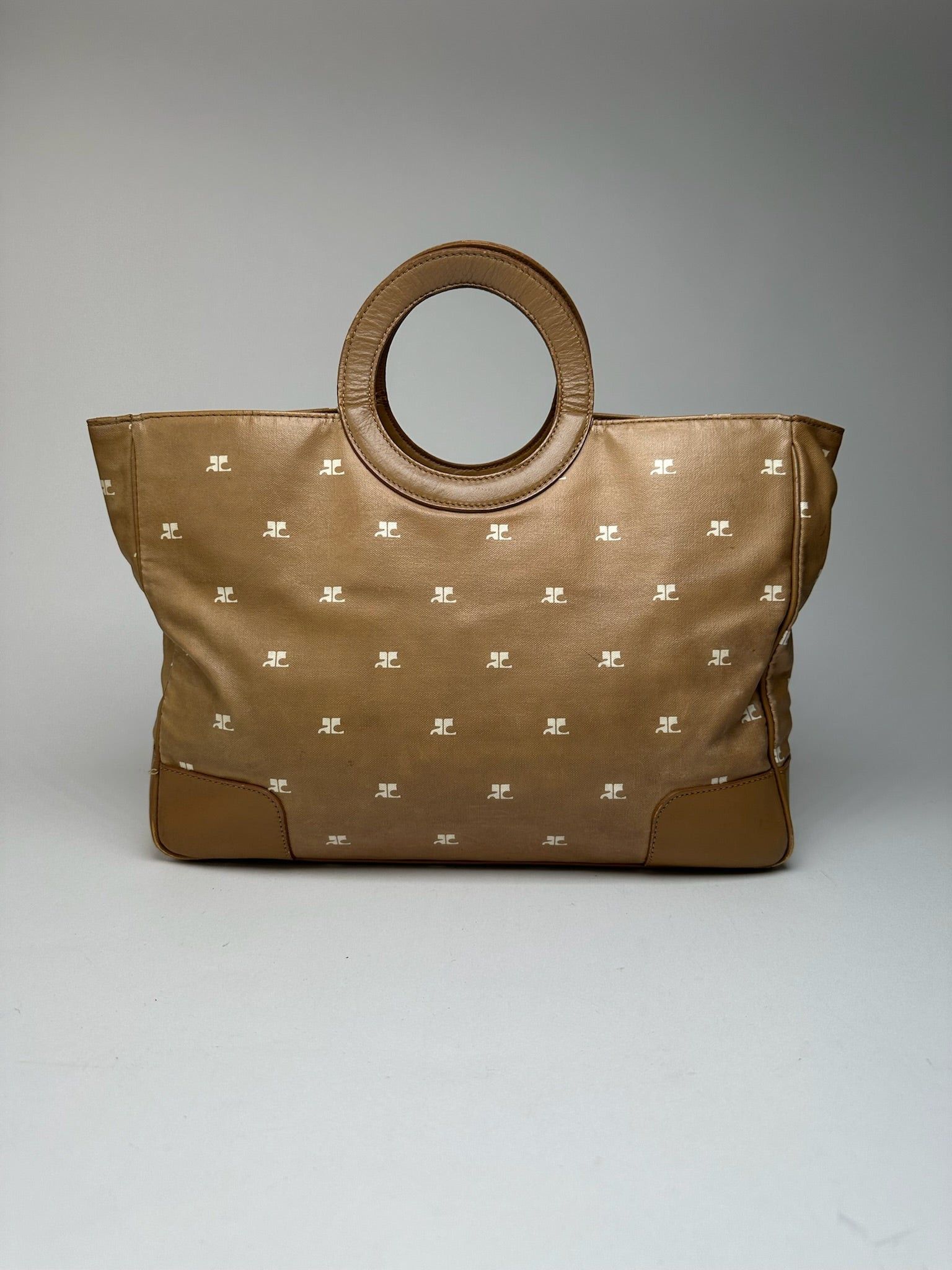 Courreges Vintage Monogram Handbag Gold Brown Size ONE SIZE - 5 Thumbnail