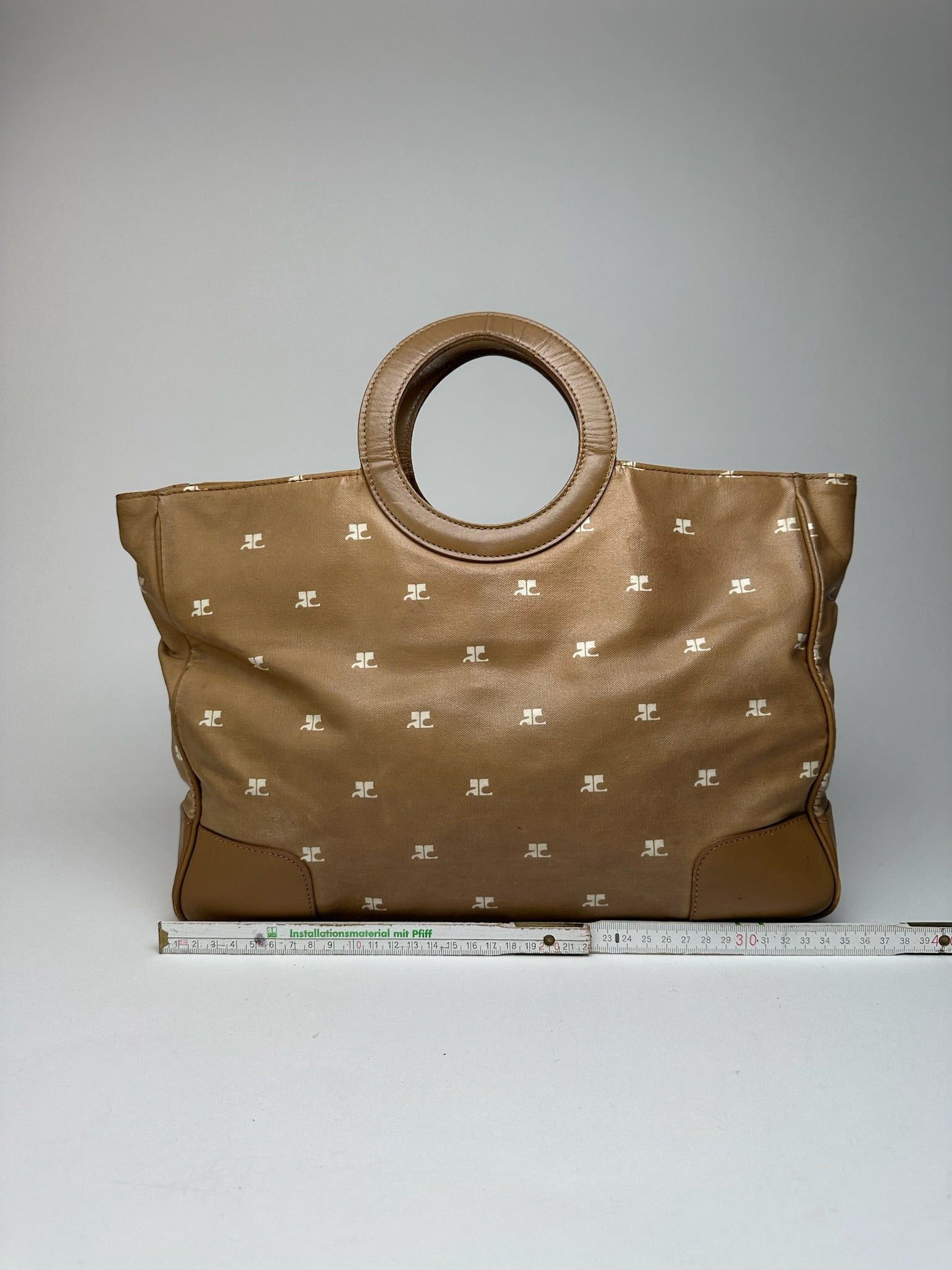 Courreges Vintage Monogram Handbag Gold Brown Size ONE SIZE - 2 Thumbnail