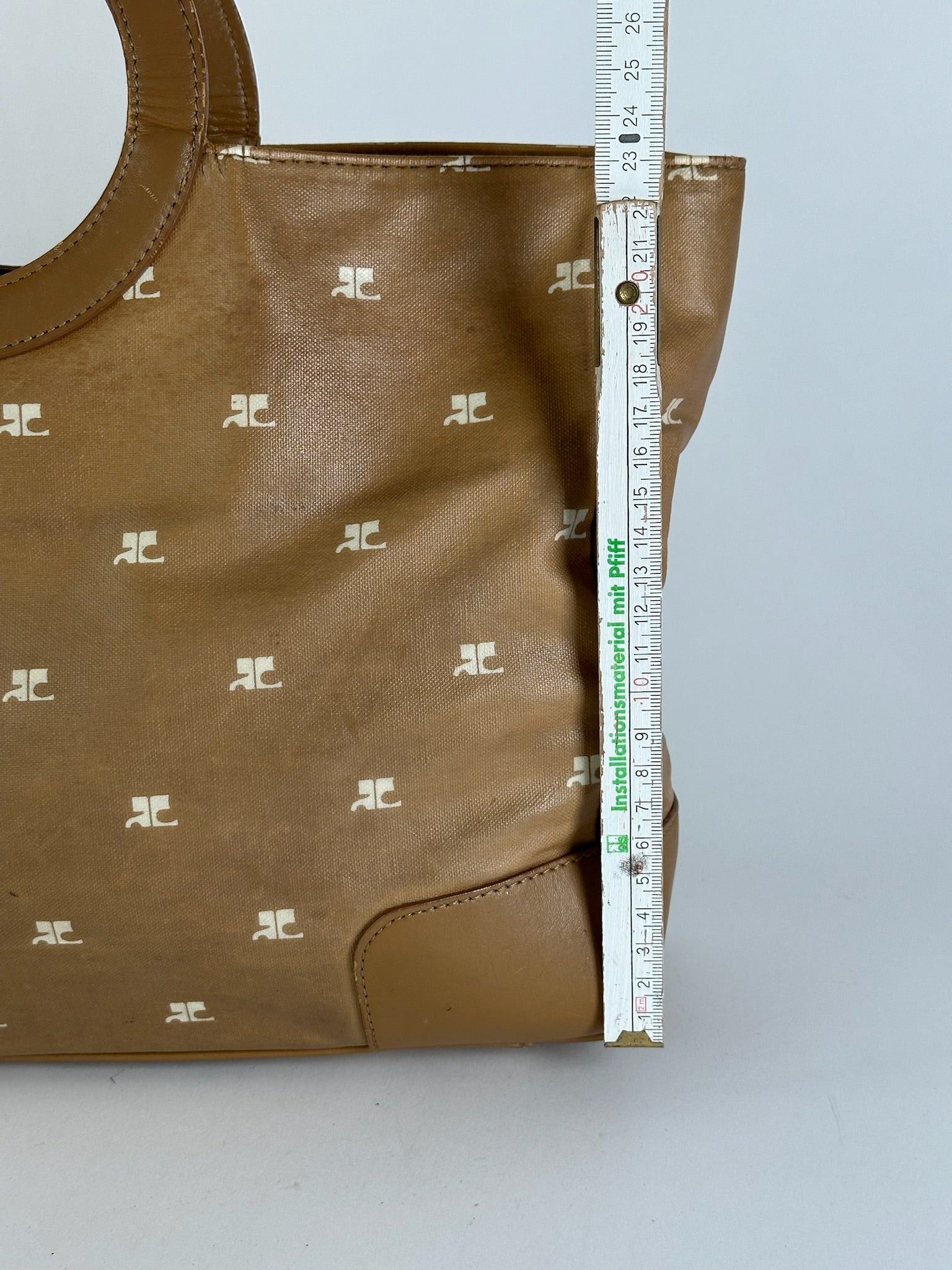 Courreges Vintage Monogram Handbag Gold Brown Size ONE SIZE - 7 Thumbnail