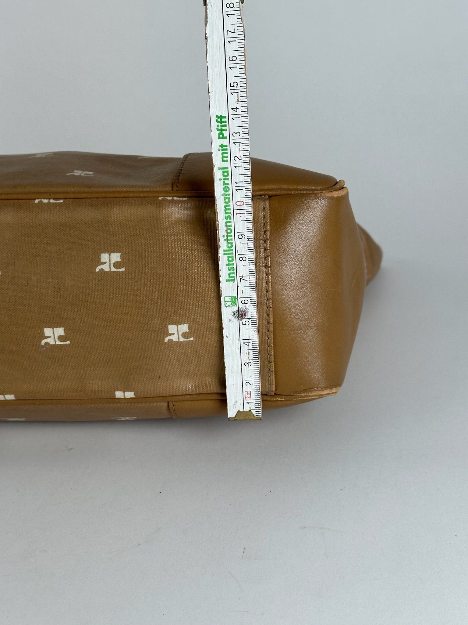 Courreges Vintage Monogram Handbag Gold Brown Size ONE SIZE - 4 Thumbnail