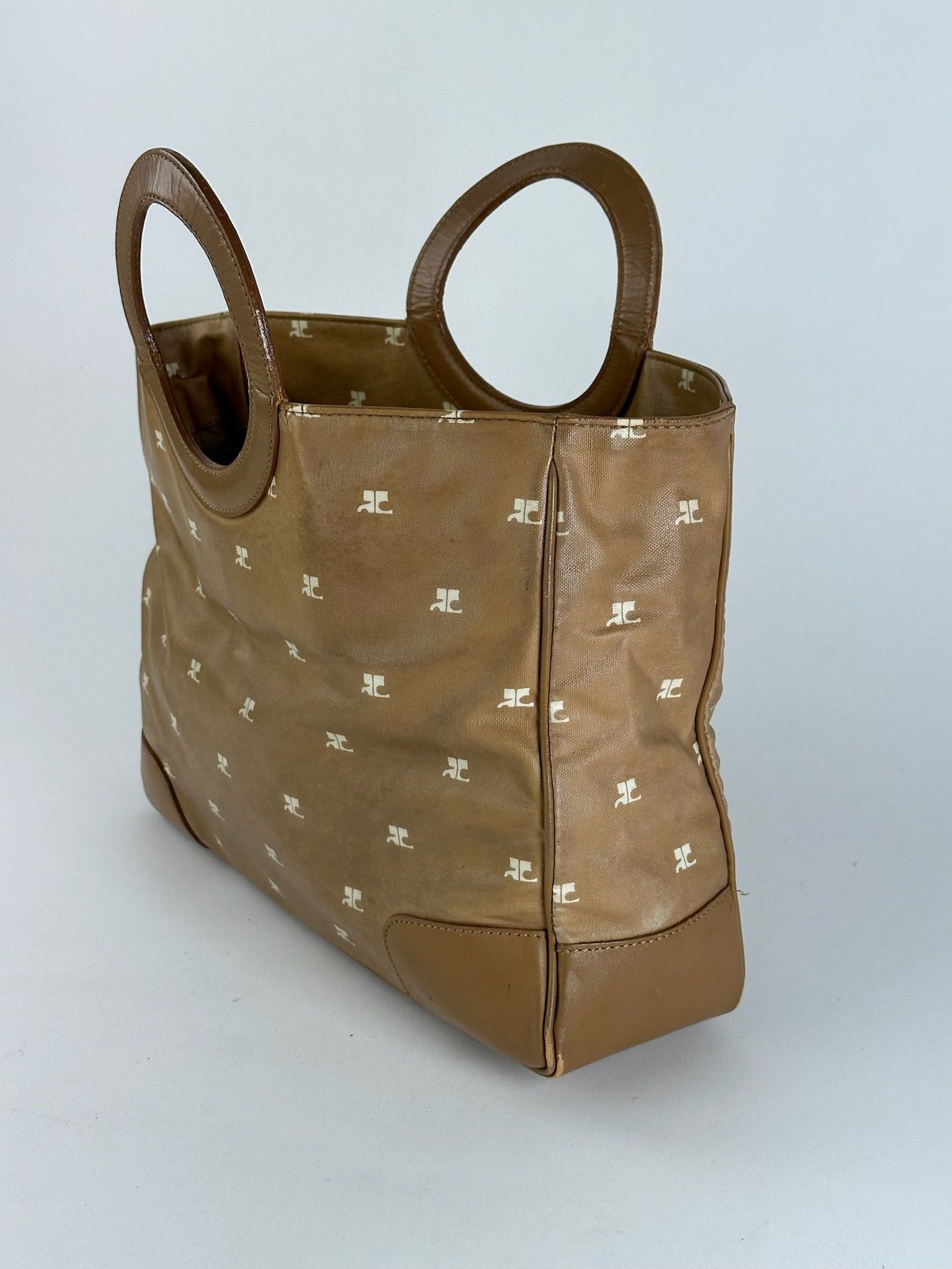 Courreges Vintage Monogram Handbag Gold Brown Size ONE SIZE - 9 Thumbnail