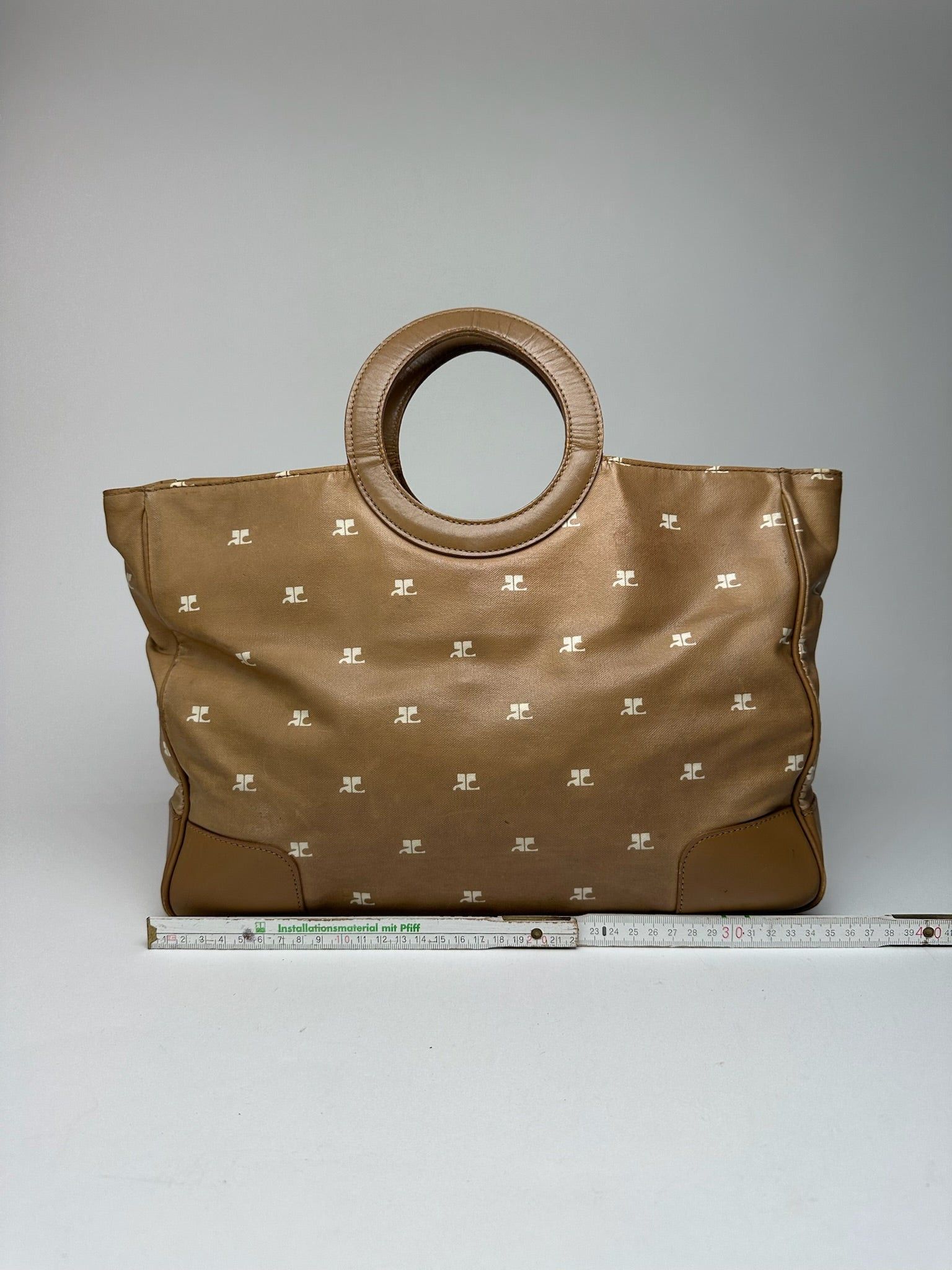 Courreges Vintage Monogram Handbag Gold Brown Size ONE SIZE - 8 Thumbnail