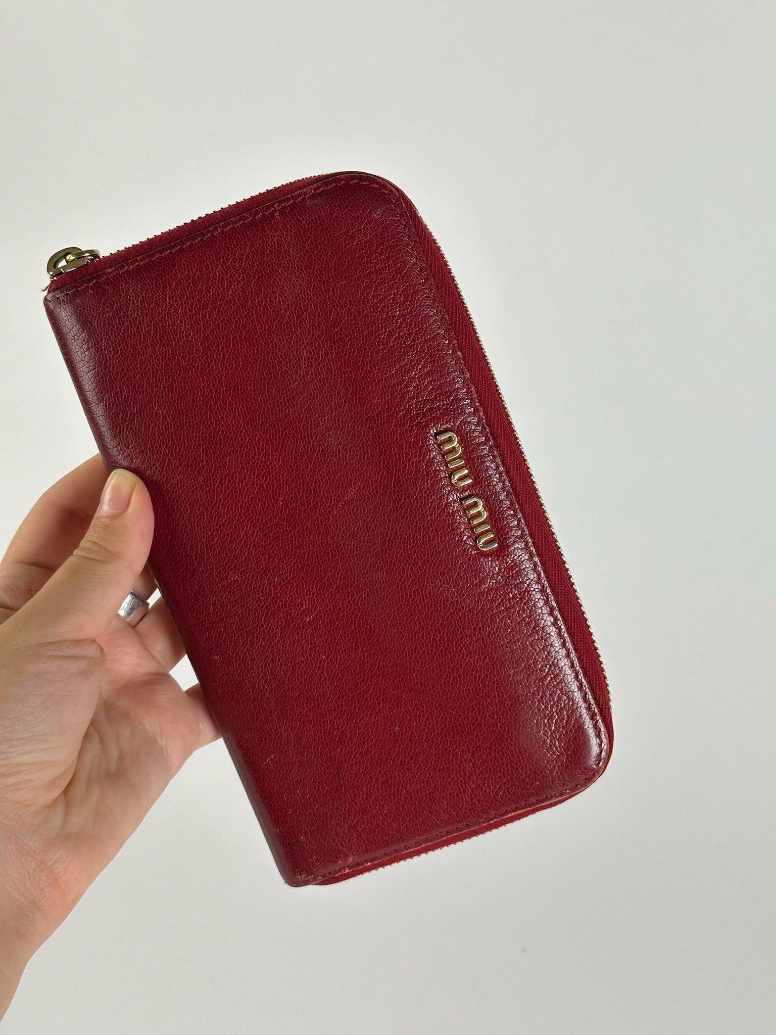 Miu Miu Vintage Leather wallet red Size ONE SIZE - 4 Thumbnail