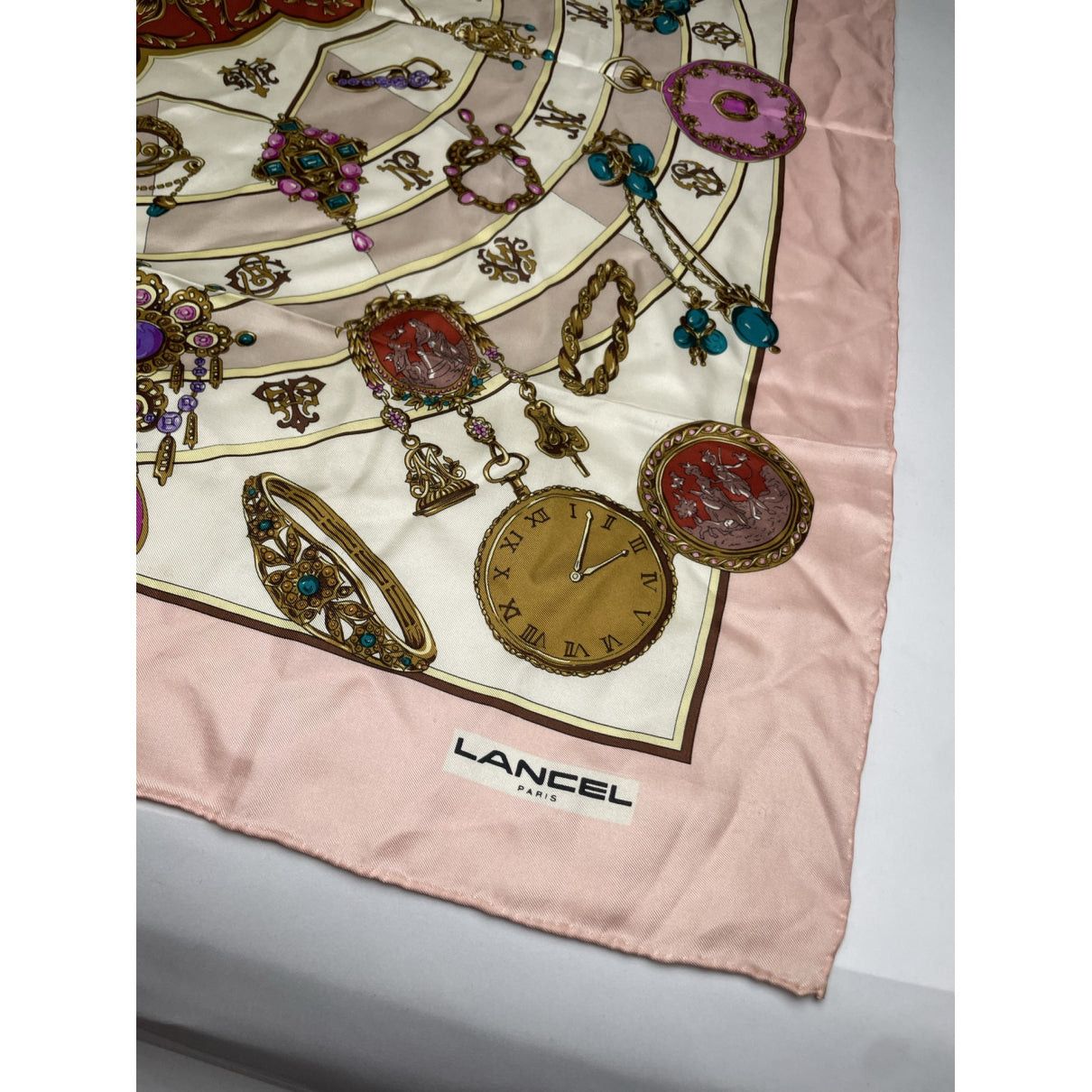 Lancel Pink Silk Scarf Size ONE SIZE - 2 Thumbnail