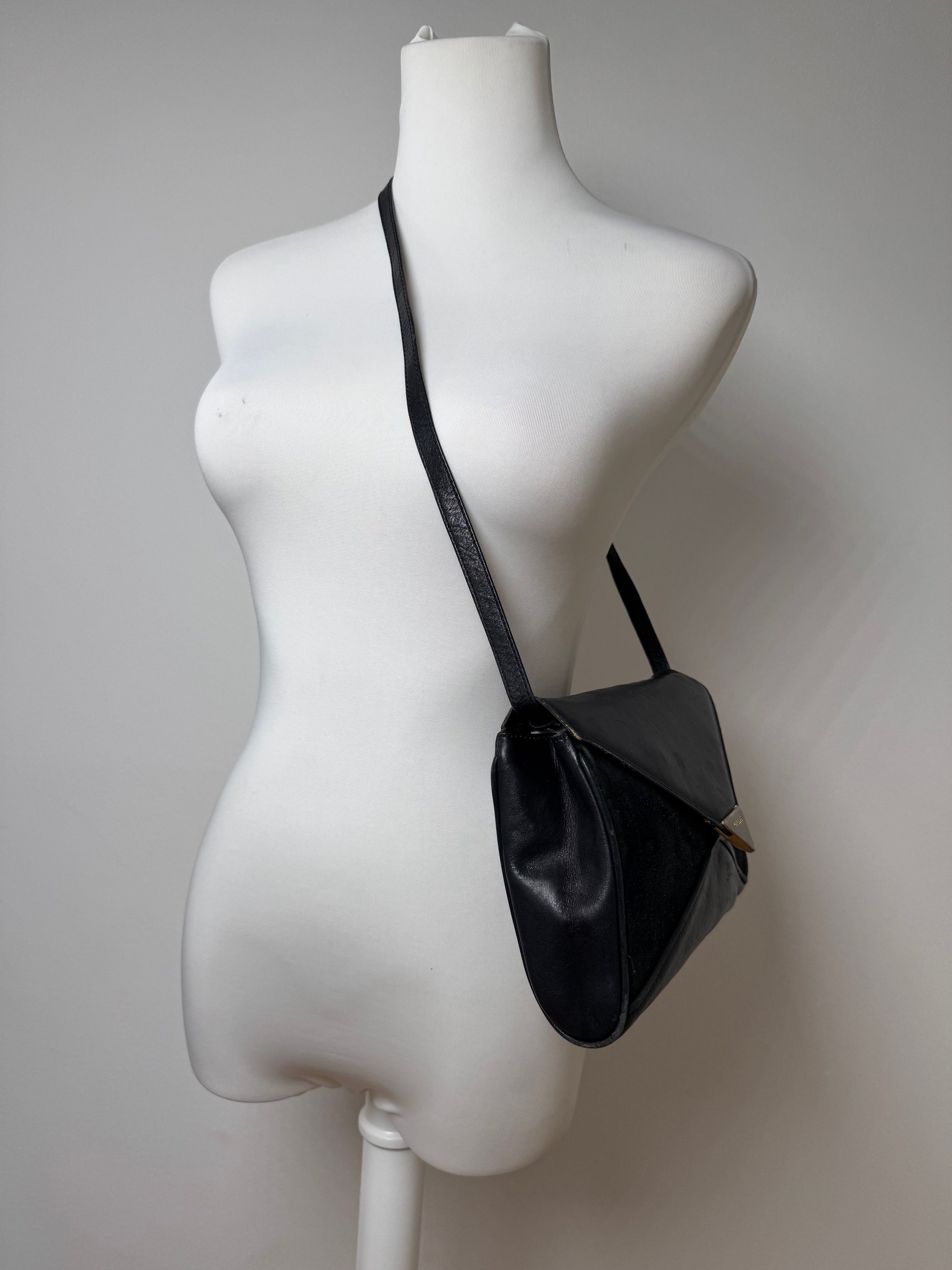 Celine Vintage Paris Triomphe Suede Leather Bag Marine Black Size ONE SIZE - 5 Thumbnail