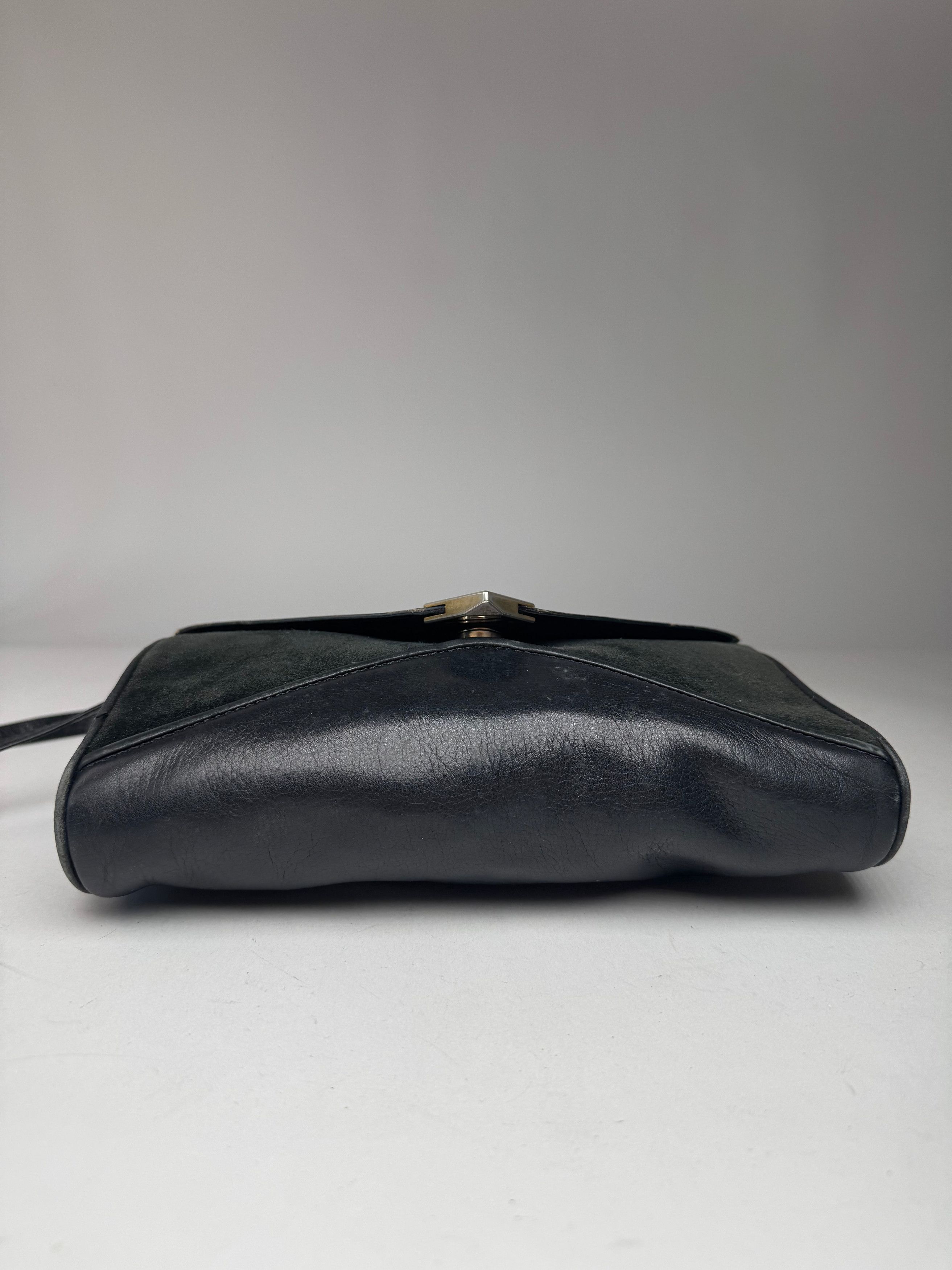Celine Vintage Paris Triomphe Suede Leather Bag Marine Black Size ONE SIZE - 10 Thumbnail