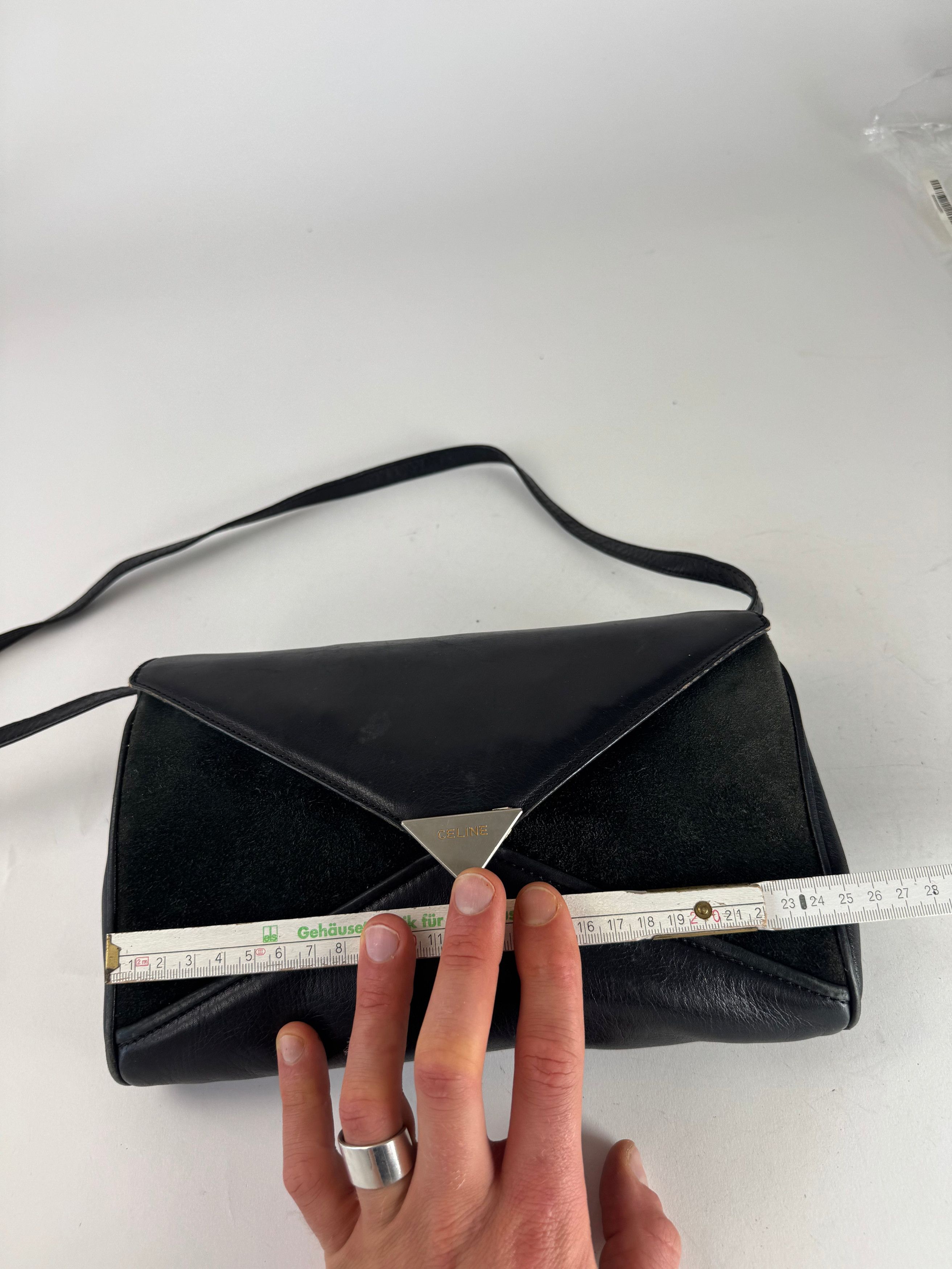 Celine Vintage Paris Triomphe Suede Leather Bag Marine Black Size ONE SIZE - 7 Thumbnail