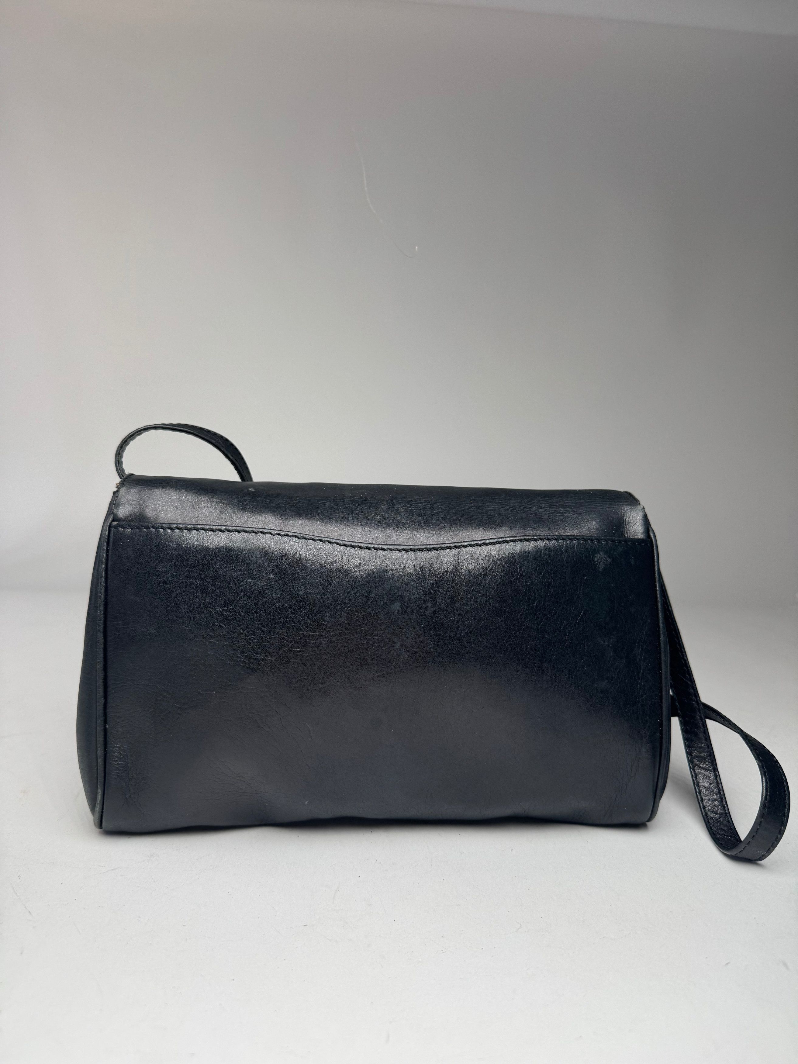 Celine Vintage Paris Triomphe Suede Leather Bag Marine Black Size ONE SIZE - 12 Thumbnail