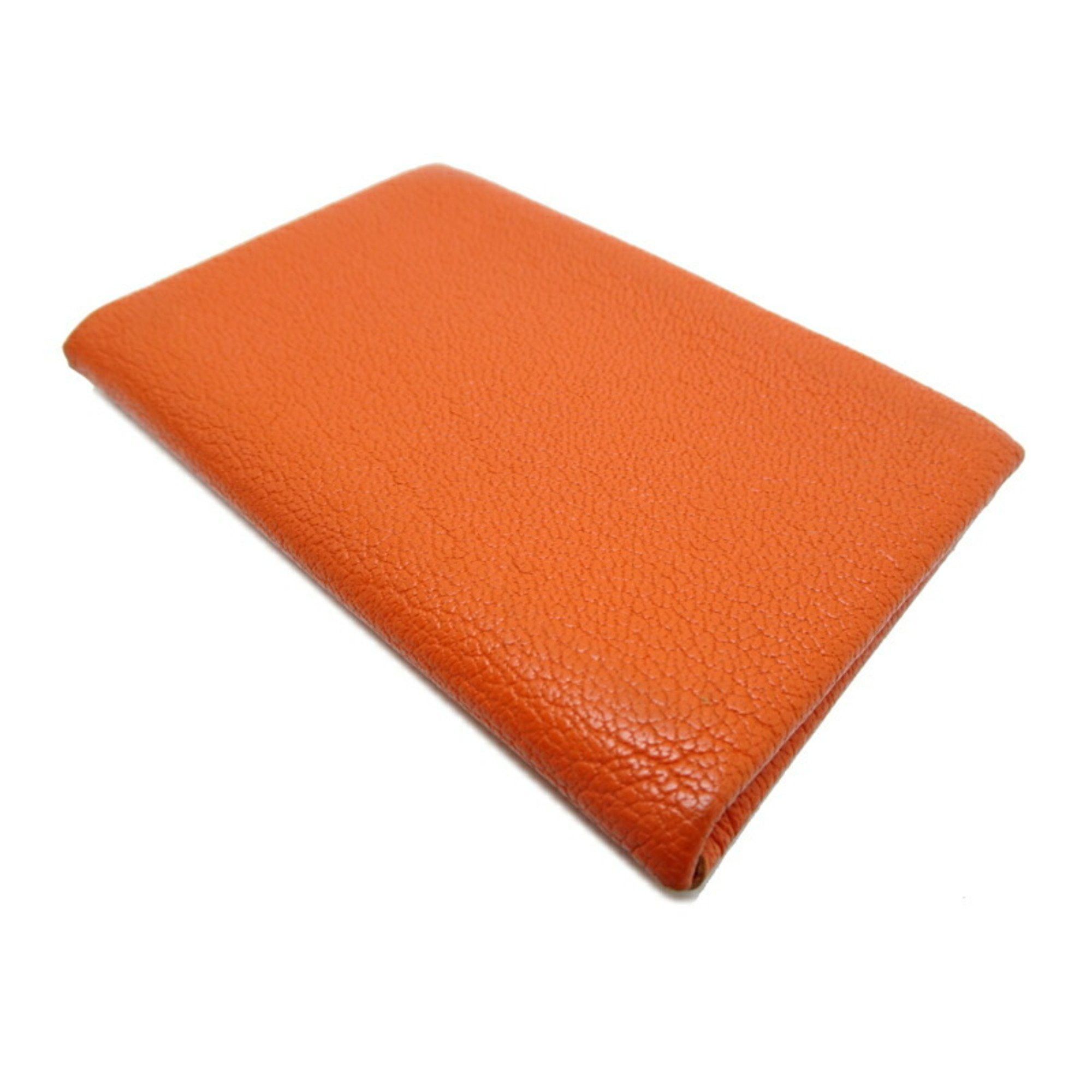 Hermes Hermes Hermès Calvi □Q Stamp 2013 Women's Coin Case Chevre Orange Size ONE SIZE - 4 Thumbnail