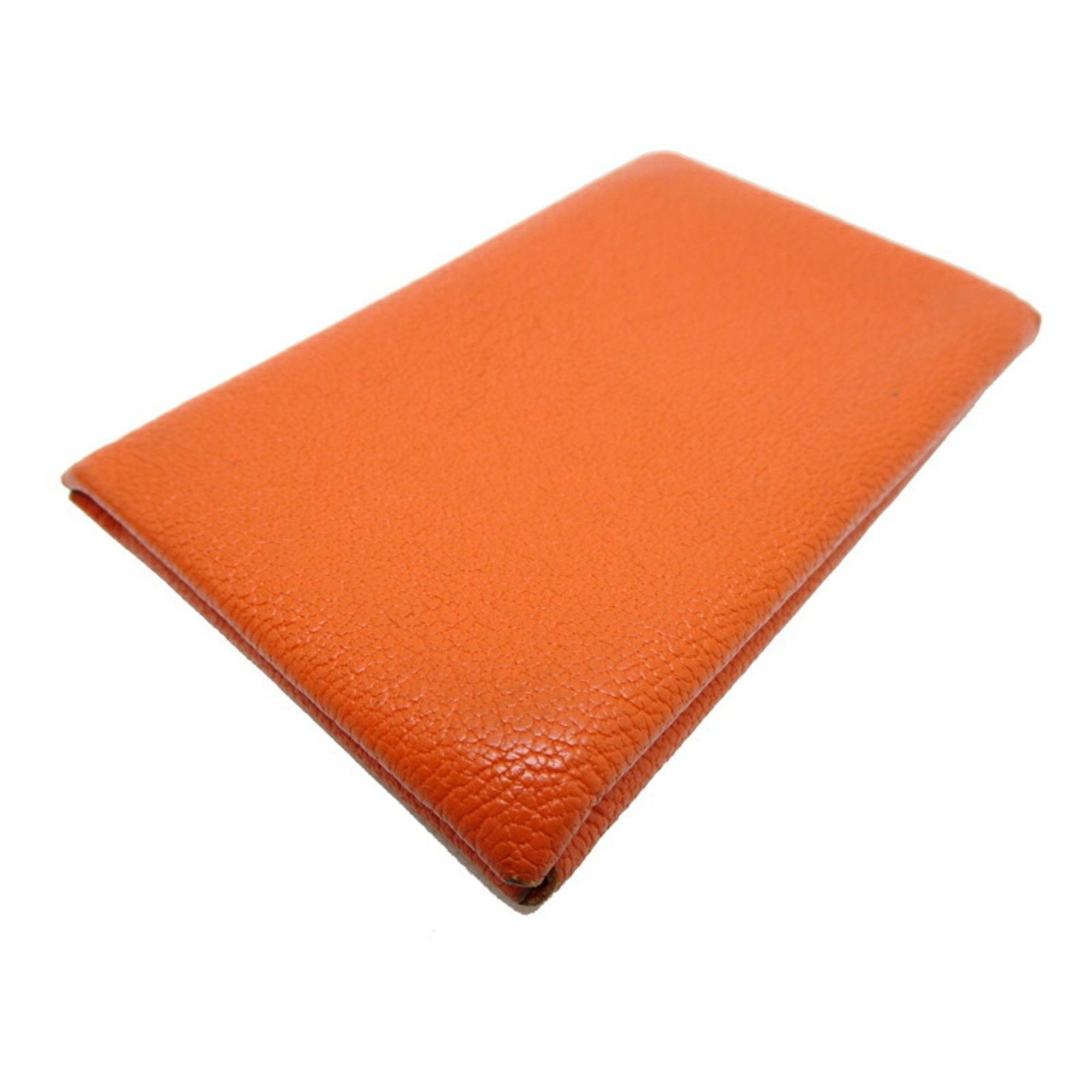 Hermes Hermes Hermès Calvi □Q Stamp 2013 Women's Coin Case Chevre Orange Size ONE SIZE - 3 Thumbnail