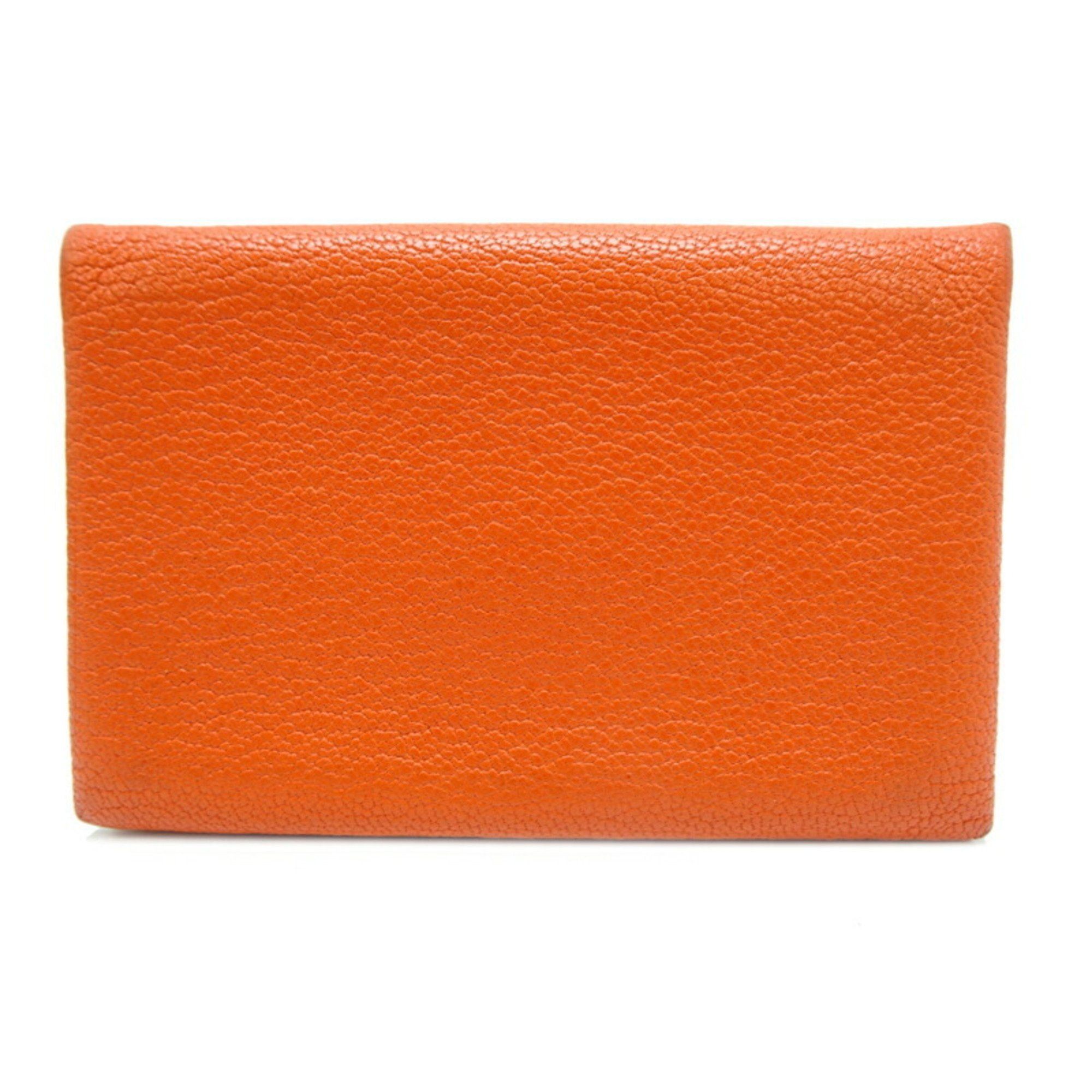 Hermes Hermes Hermès Calvi □Q Stamp 2013 Women's Coin Case Chevre Orange Size ONE SIZE - 2 Thumbnail