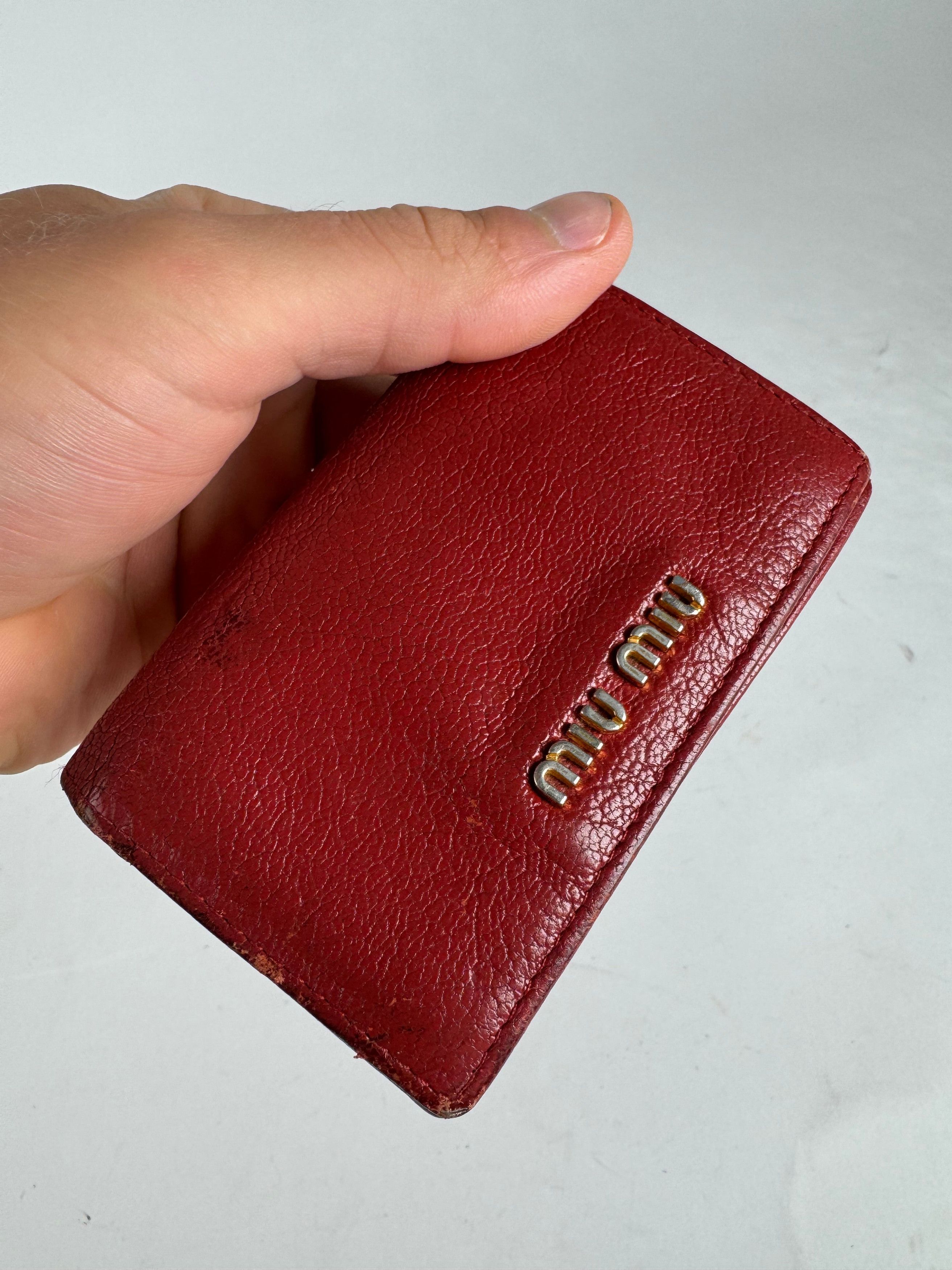 Miu Miu Vintage Leather Card Holder Red Size ONE SIZE - 8 Thumbnail