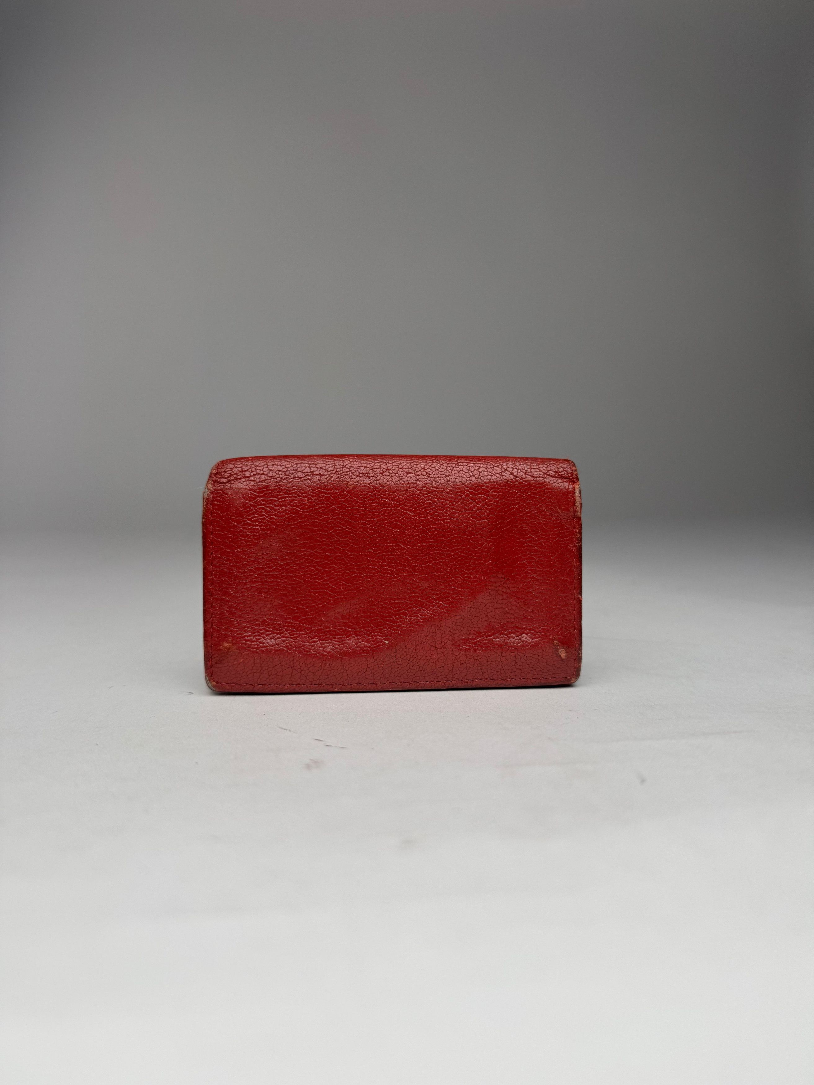 Miu Miu Vintage Leather Card Holder Red Size ONE SIZE - 9 Thumbnail