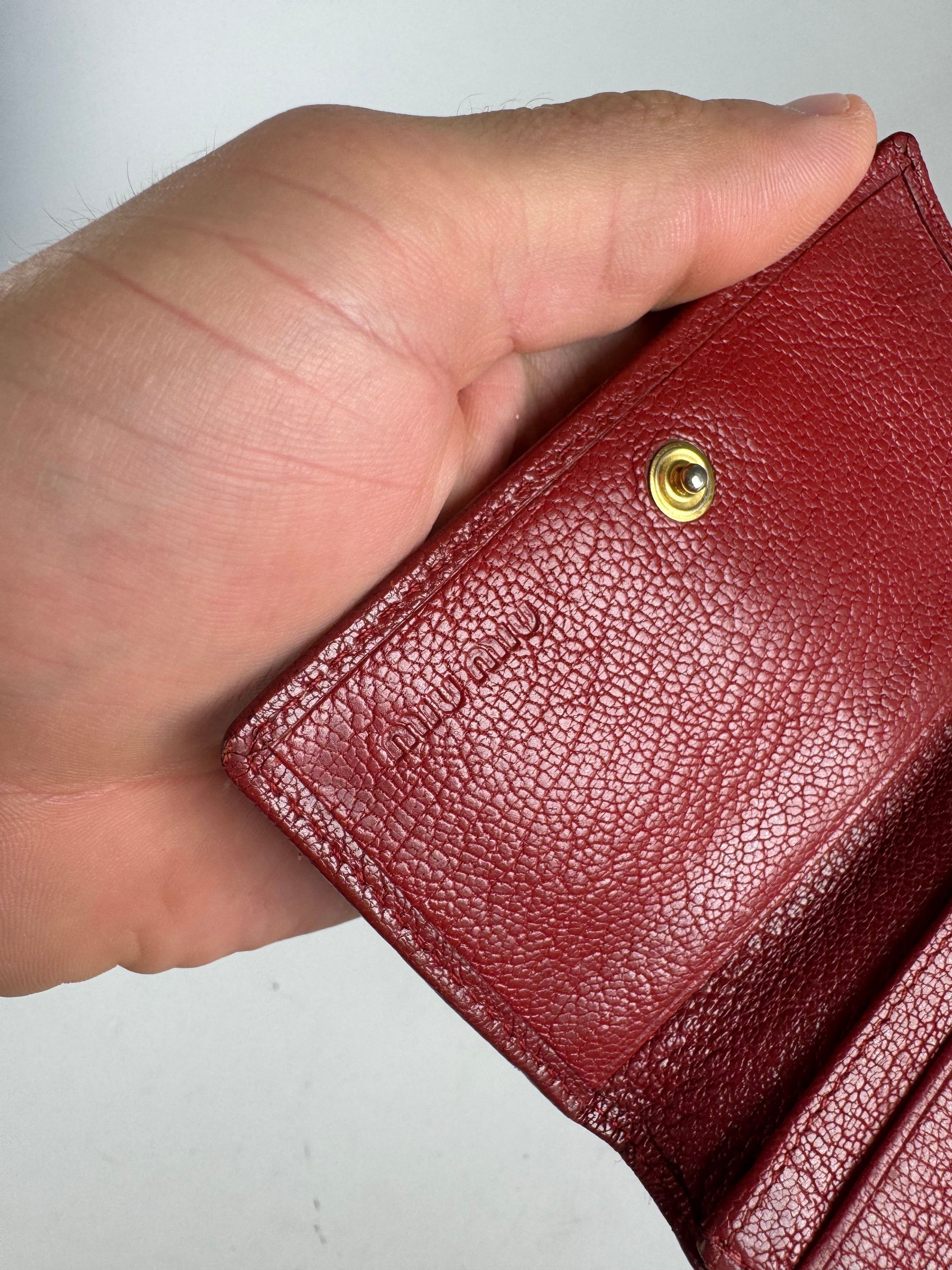 Miu Miu Vintage Leather Card Holder Red Size ONE SIZE - 6 Thumbnail