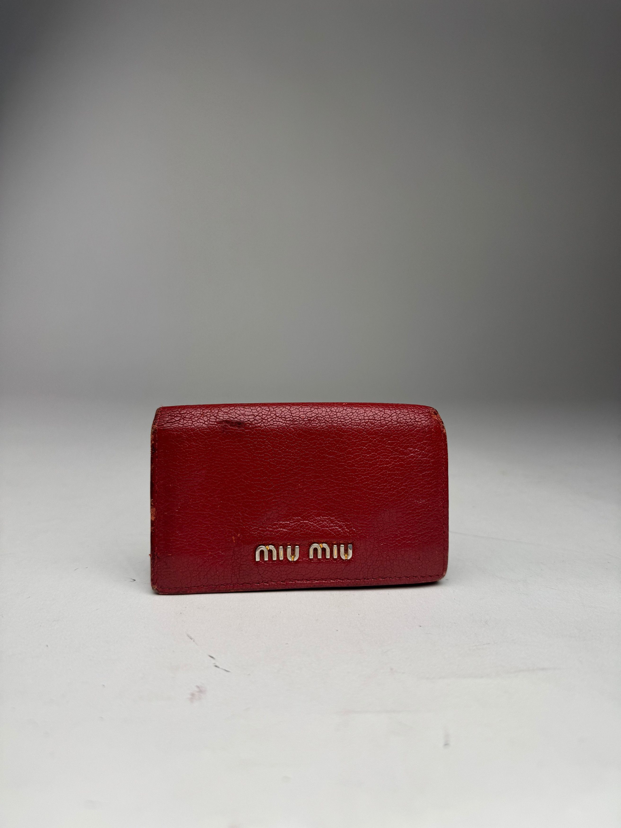 Miu Miu Vintage Leather Card Holder Red Size ONE SIZE - 10 Thumbnail