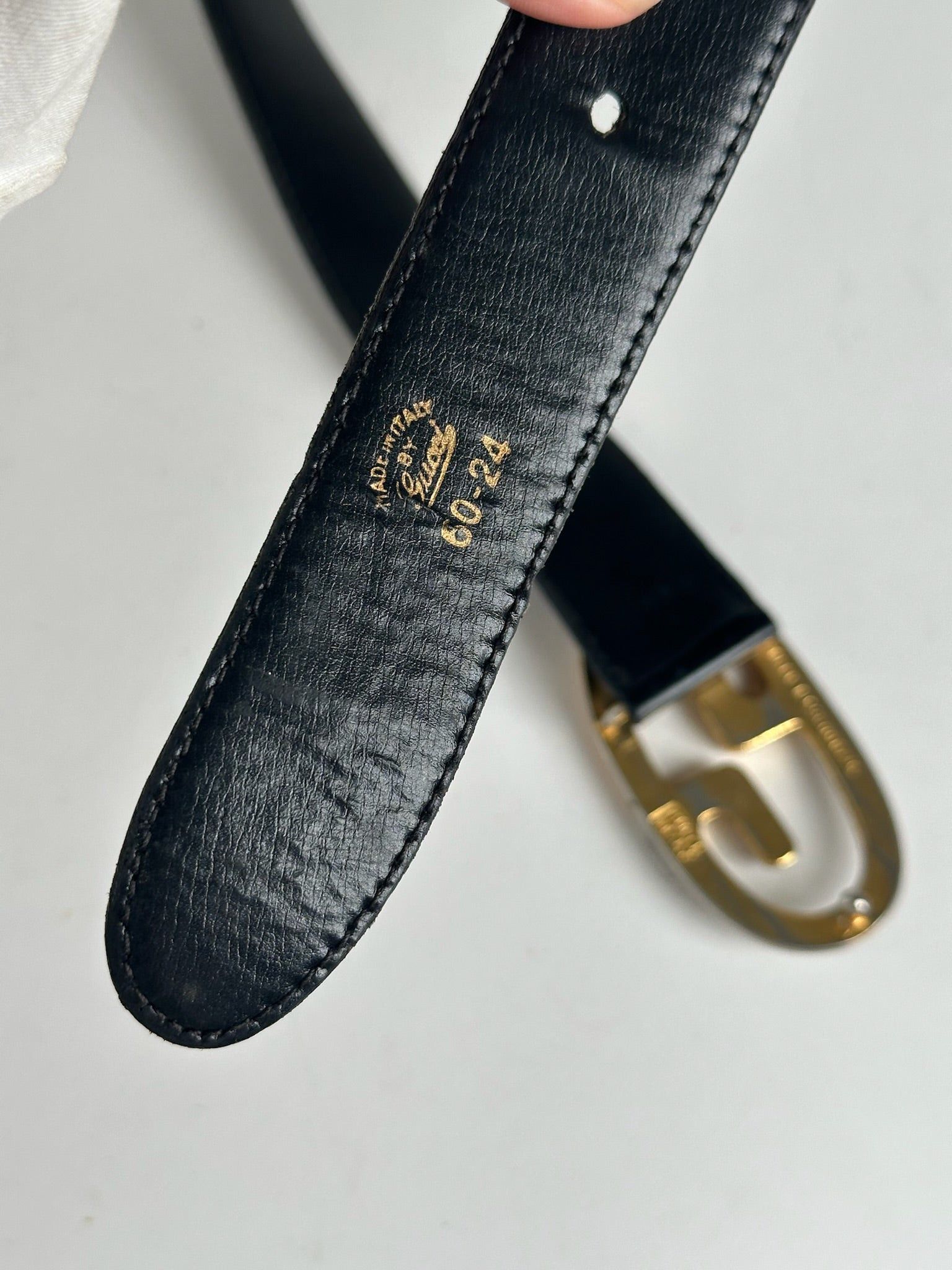 Gucci Vintage Leather belt black Size ONE SIZE - 3 Thumbnail