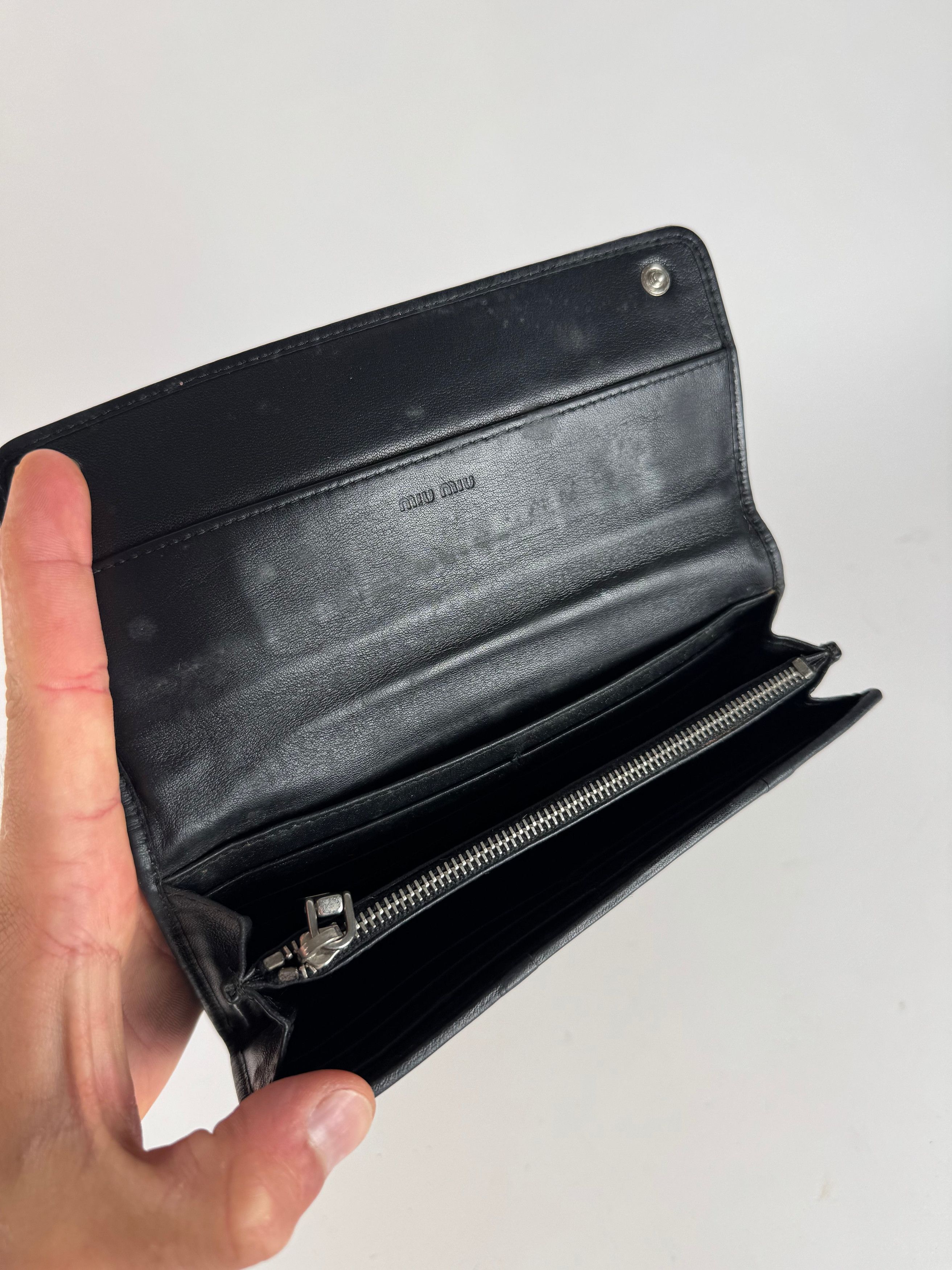 Miu Miu Vintage Fur leather wallet black pink Size ONE SIZE - 7 Thumbnail