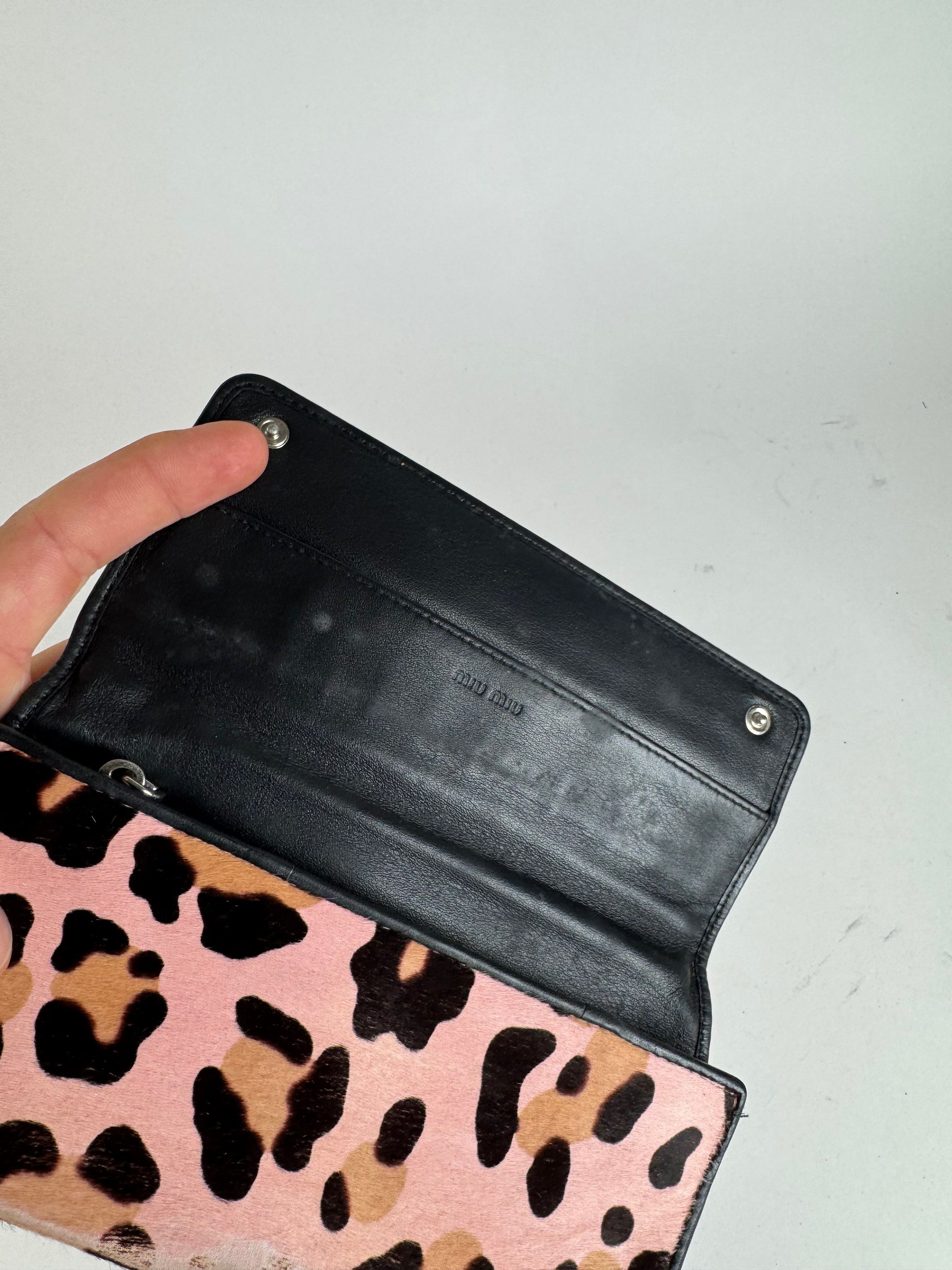 Miu Miu Vintage Fur leather wallet black pink Size ONE SIZE - 6 Thumbnail