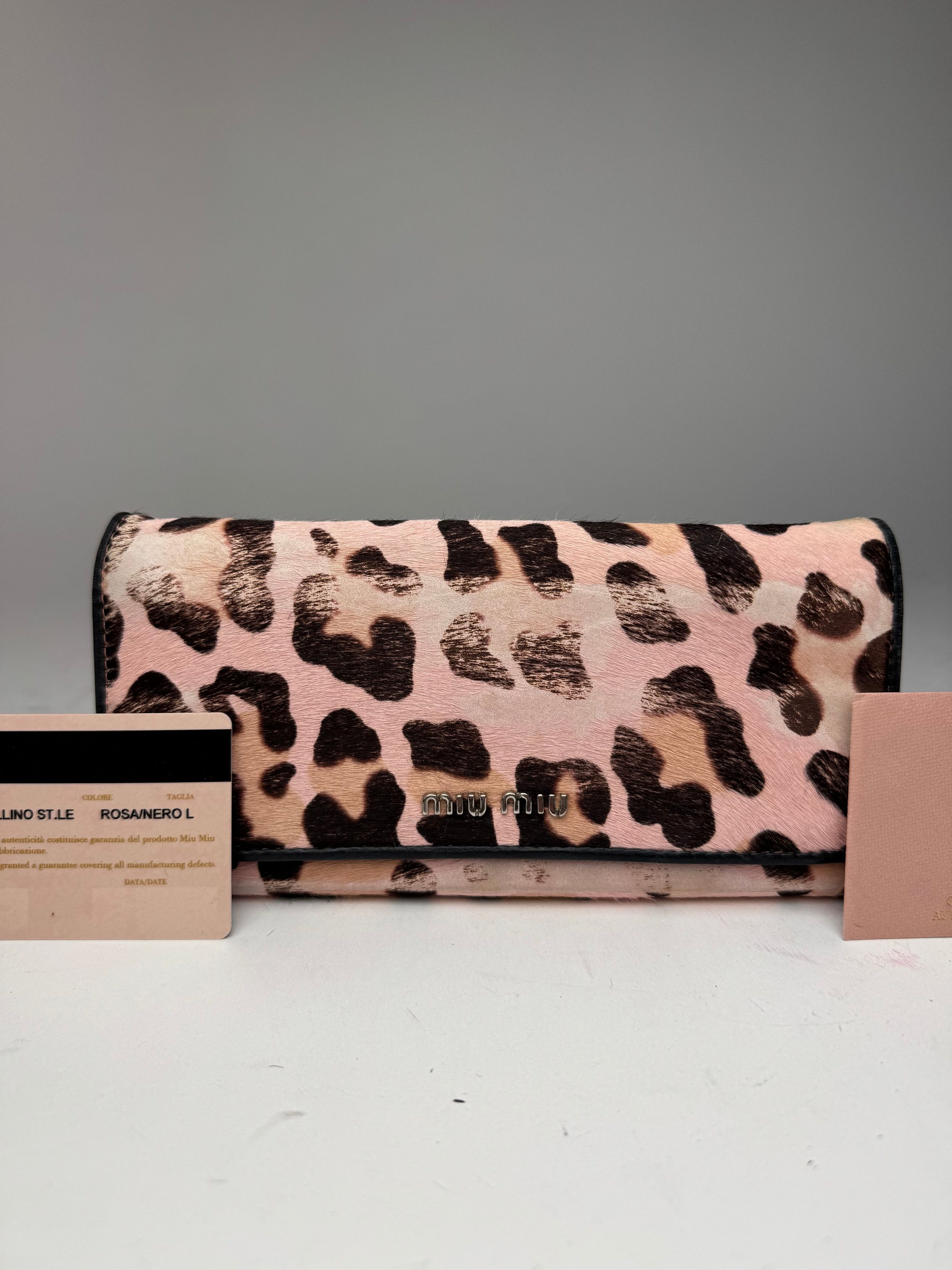 Miu Miu Vintage Fur leather wallet black pink Size ONE SIZE - 4 Thumbnail