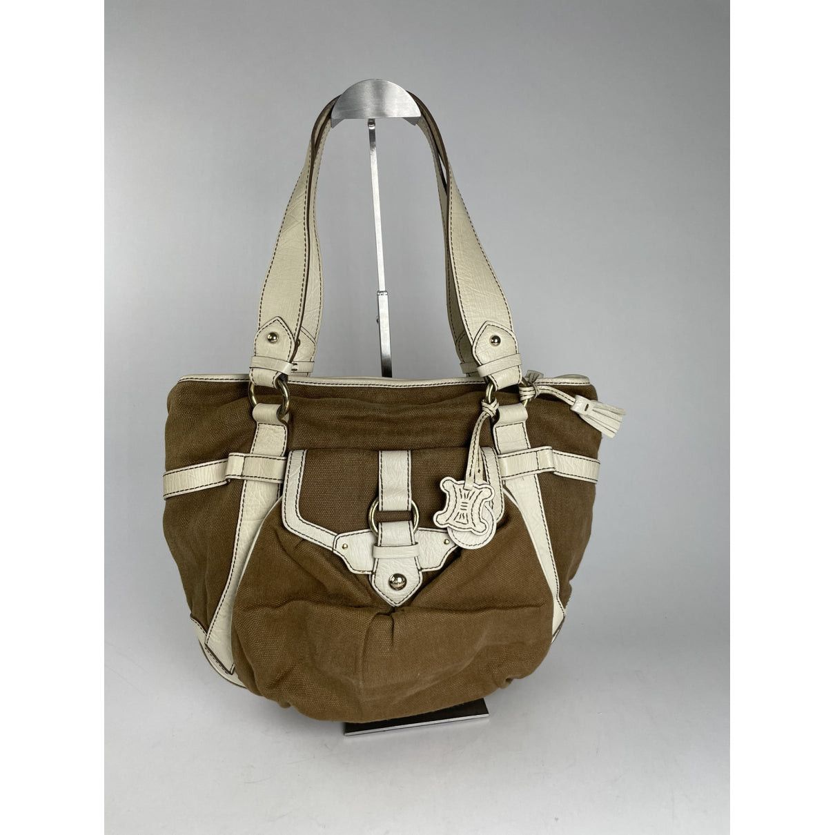 Celine Clasp White Leather Handbag Size ONE SIZE - 2 Thumbnail