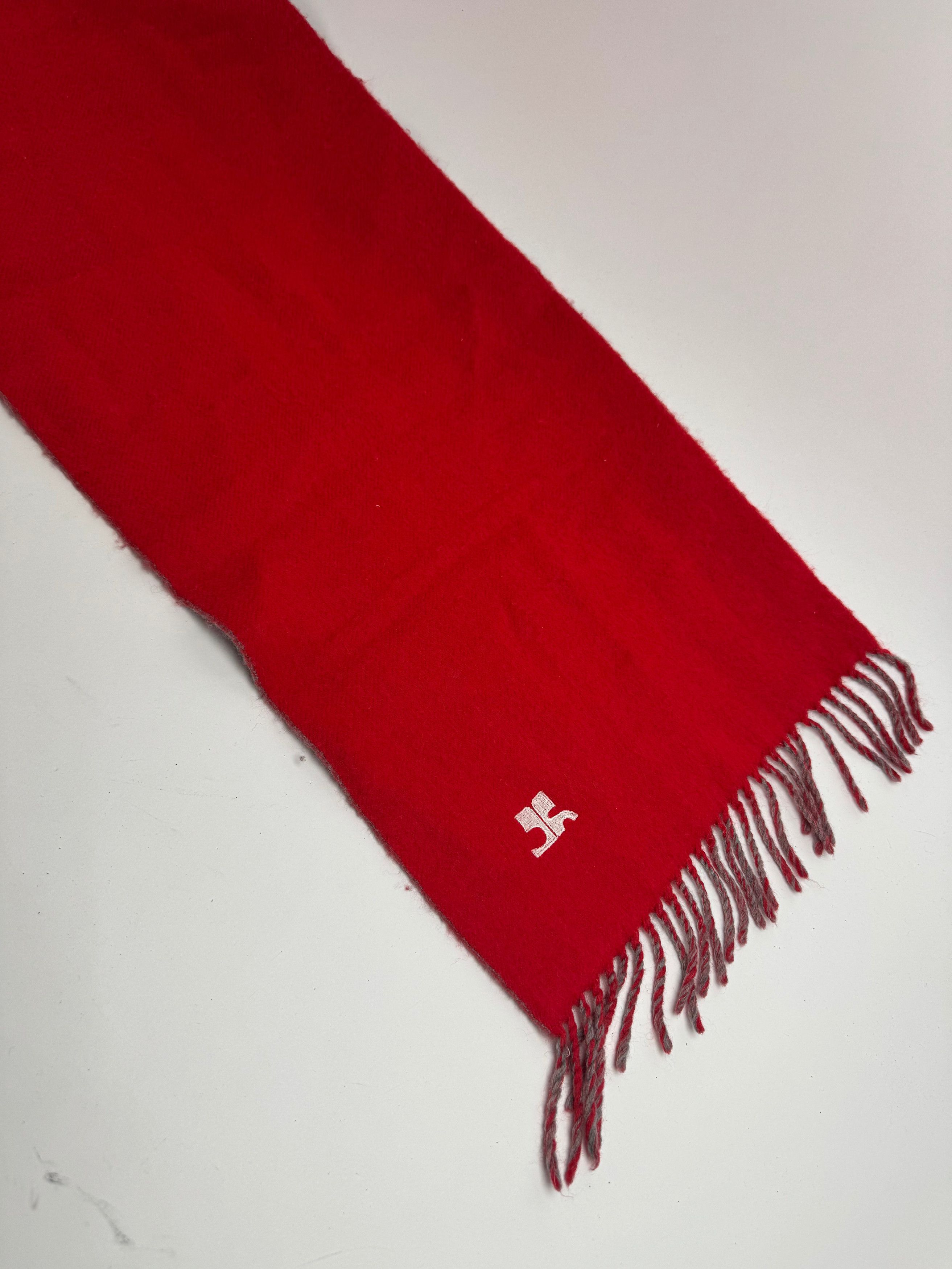 Courreges Vintage Paris wool scarf red grey Size ONE SIZE - 2 Thumbnail