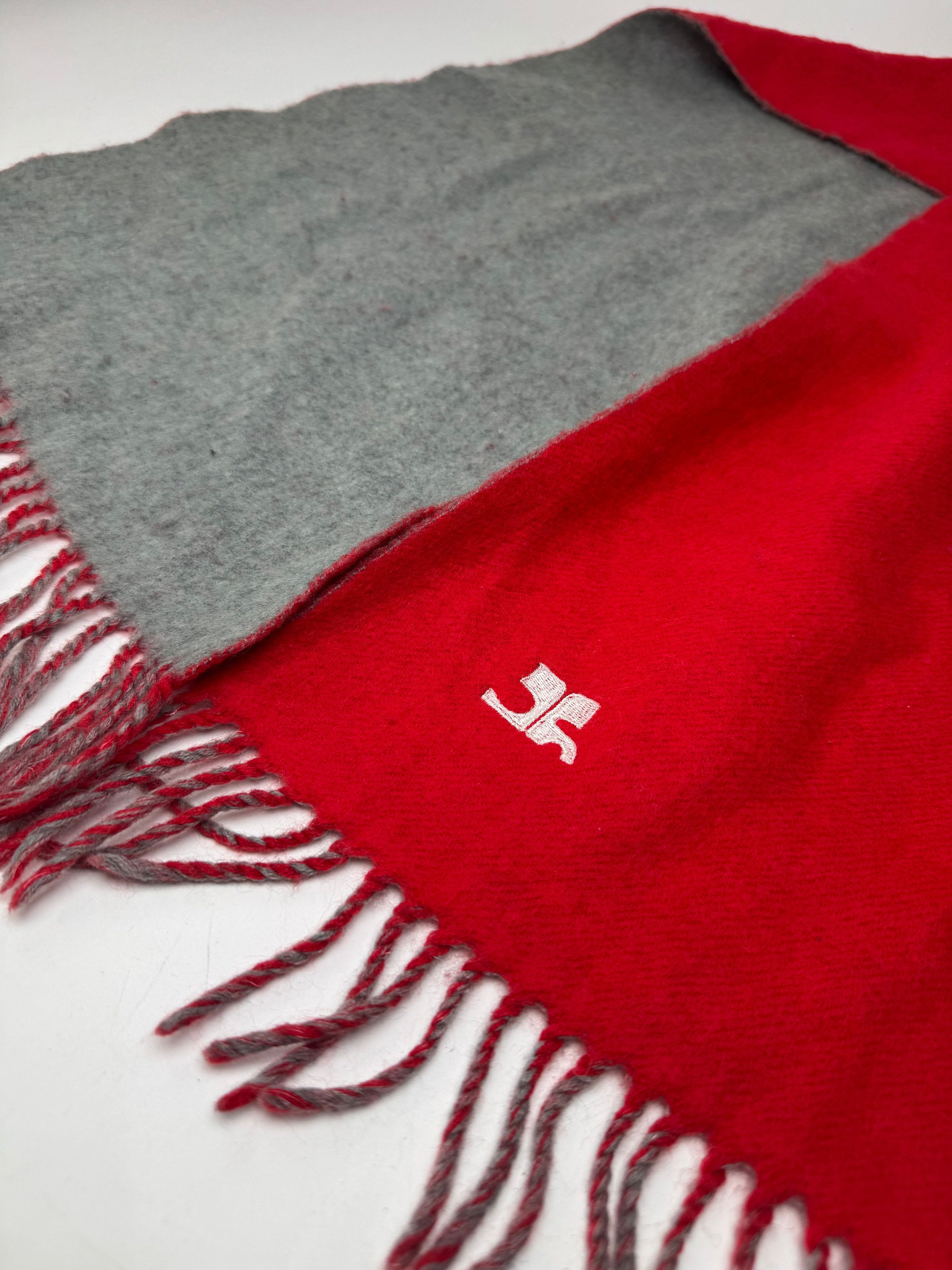 Courreges Vintage Paris wool scarf red grey Size ONE SIZE - 5 Thumbnail