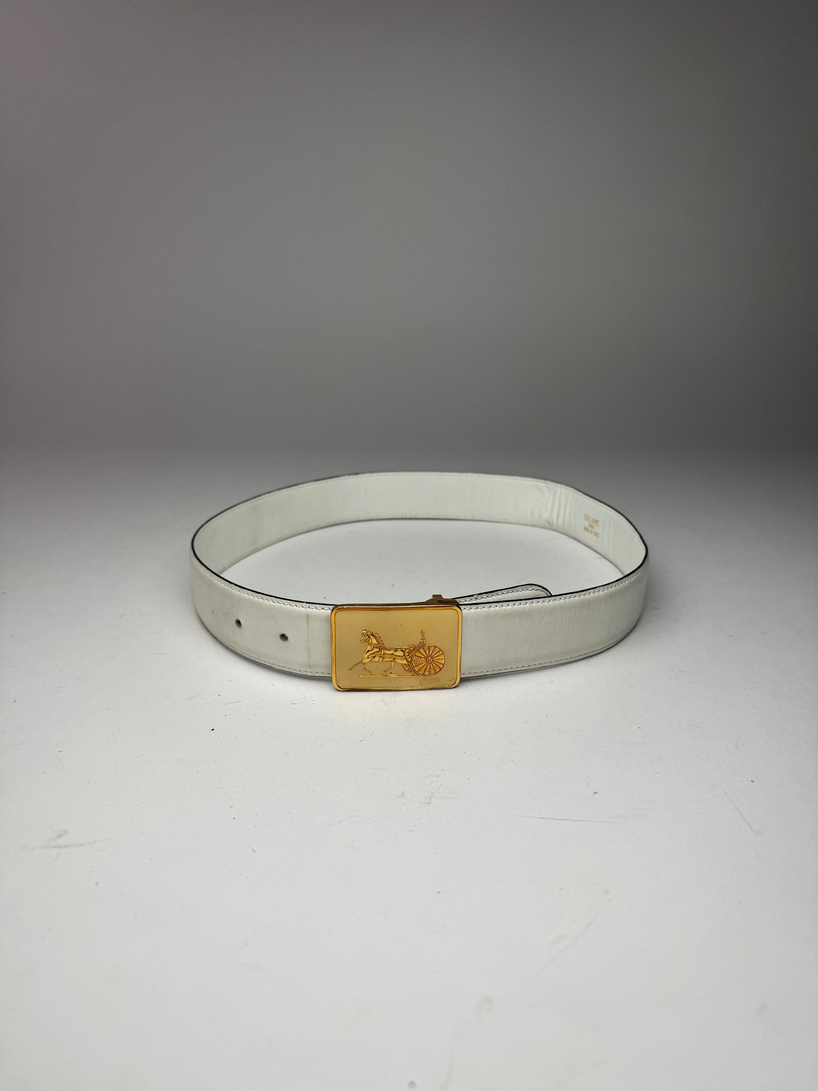 Celine Vintage Leather belt white Size ONE SIZE - 6 Thumbnail