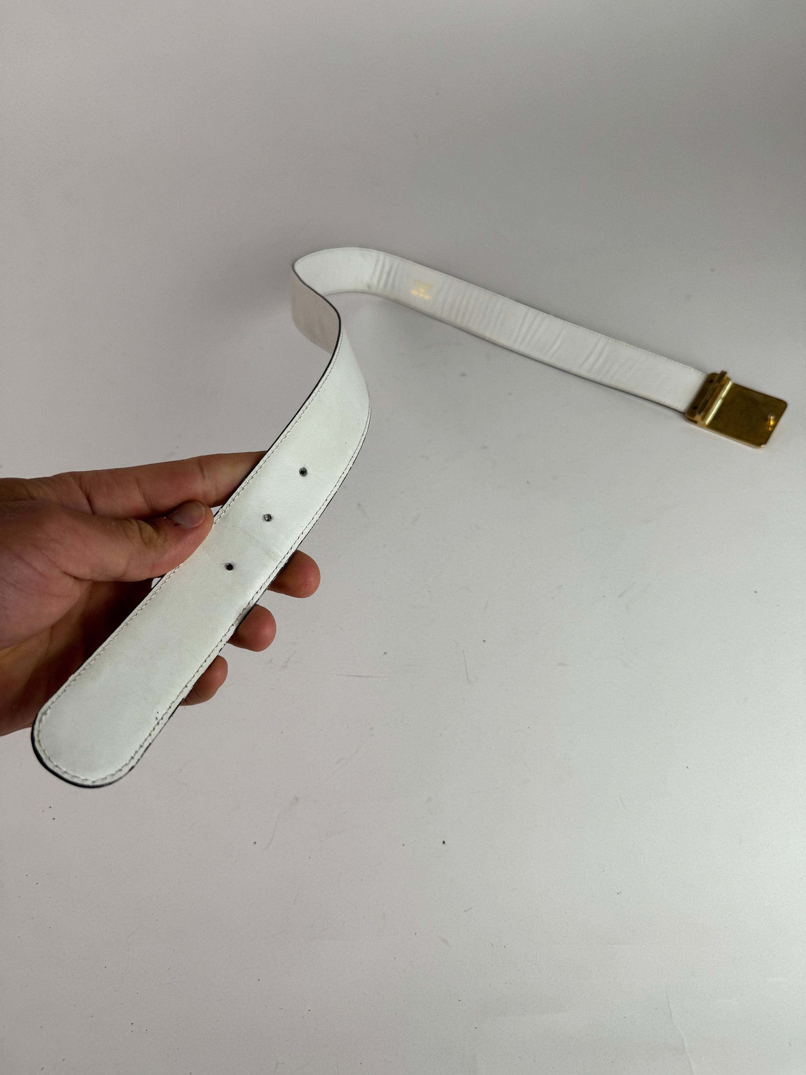 Celine Vintage Leather belt white Size ONE SIZE - 10 Thumbnail