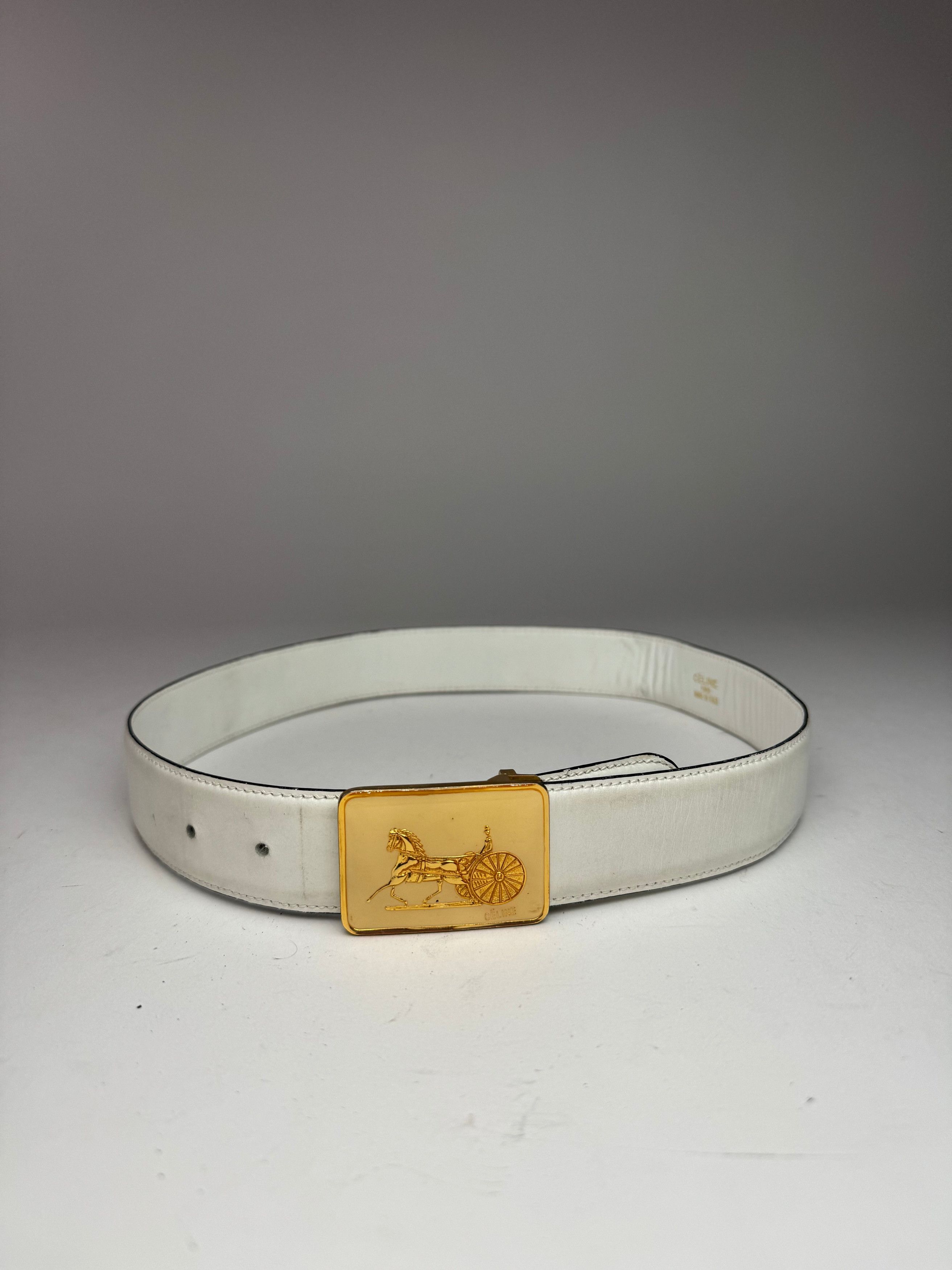 Celine Vintage Leather belt white Size ONE SIZE - 2 Thumbnail