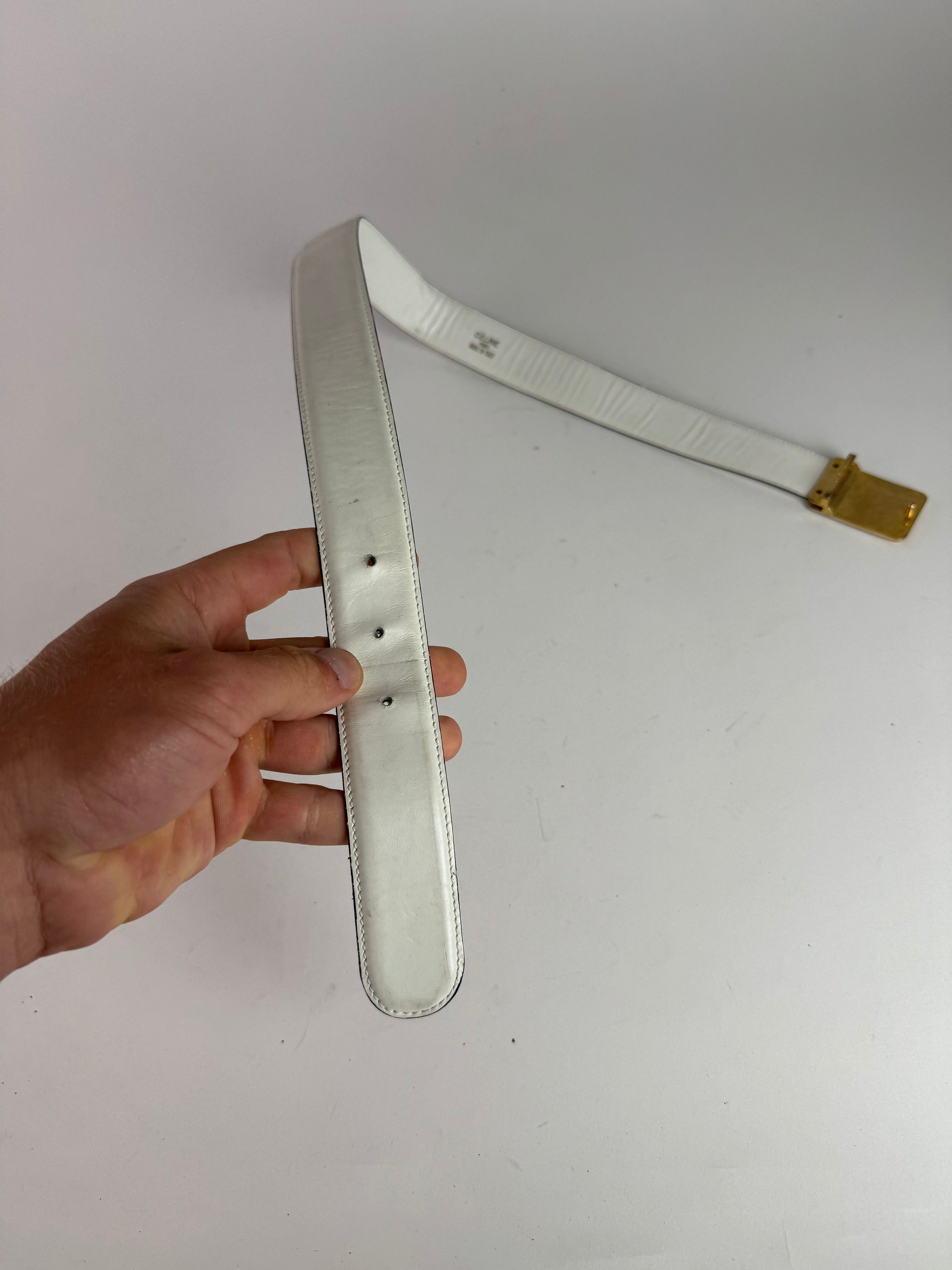 Celine Vintage Leather belt white Size ONE SIZE - 11 Thumbnail