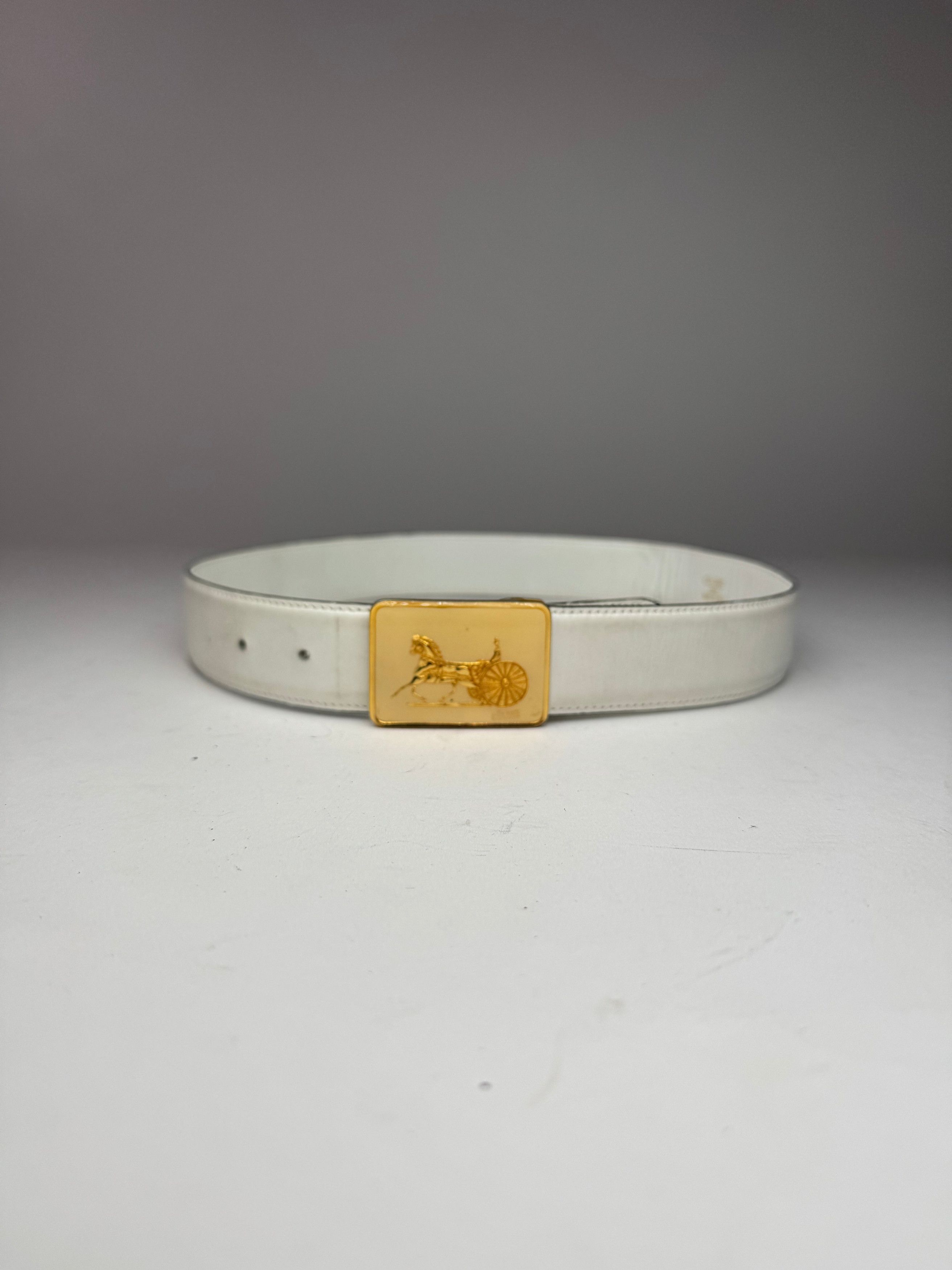 Celine Vintage Leather belt white Size ONE SIZE - 4 Thumbnail