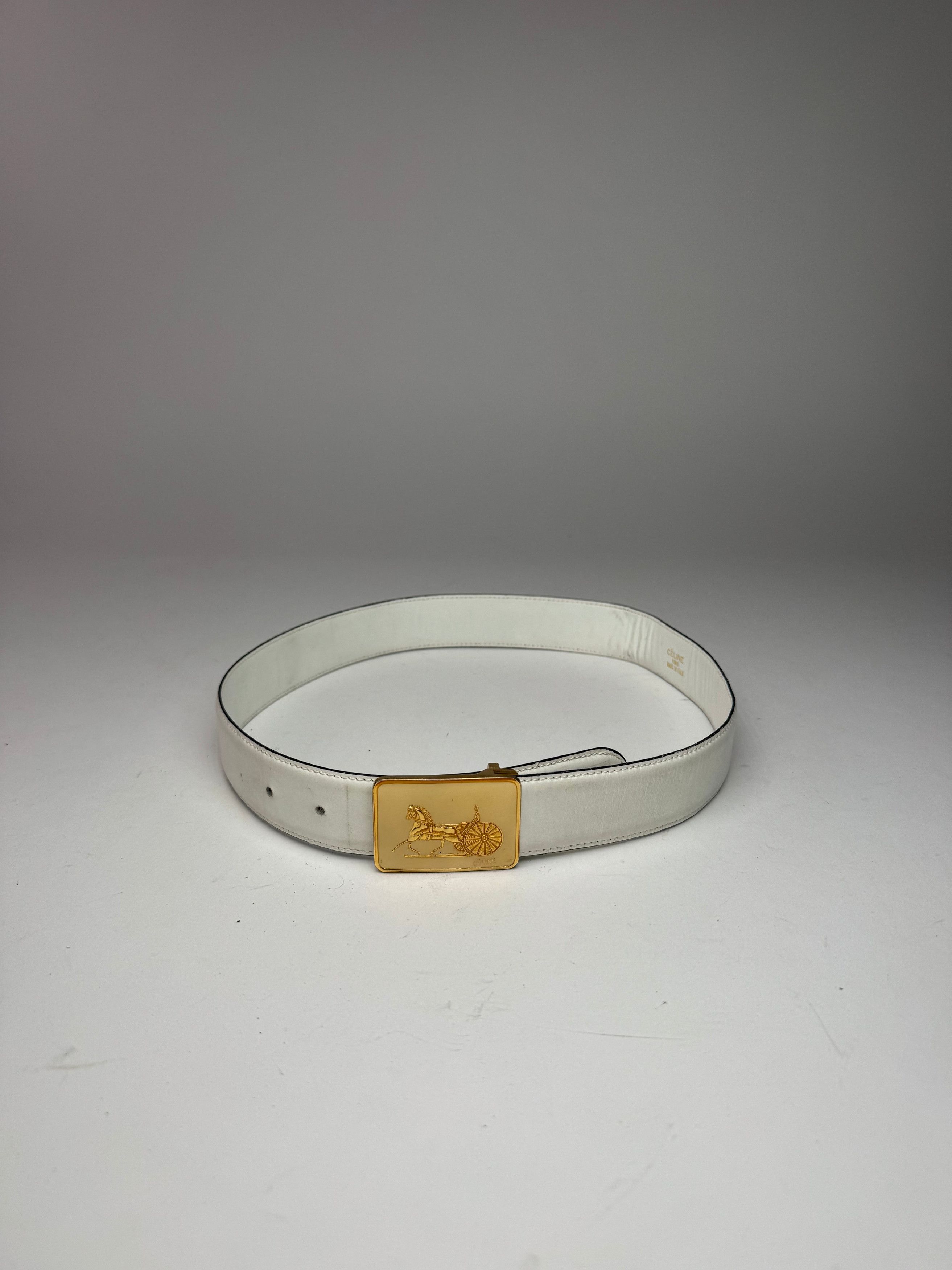 Celine Vintage Leather belt white Size ONE SIZE - 5 Thumbnail