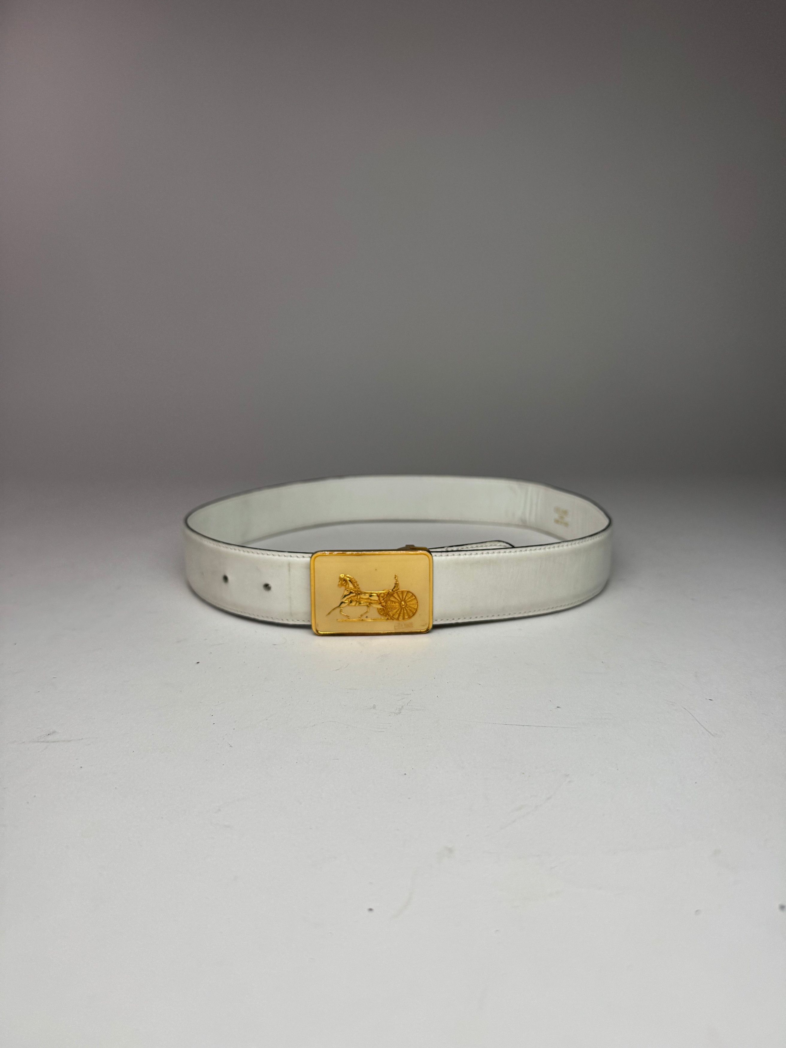 Celine Vintage Leather belt white Size ONE SIZE - 3 Thumbnail