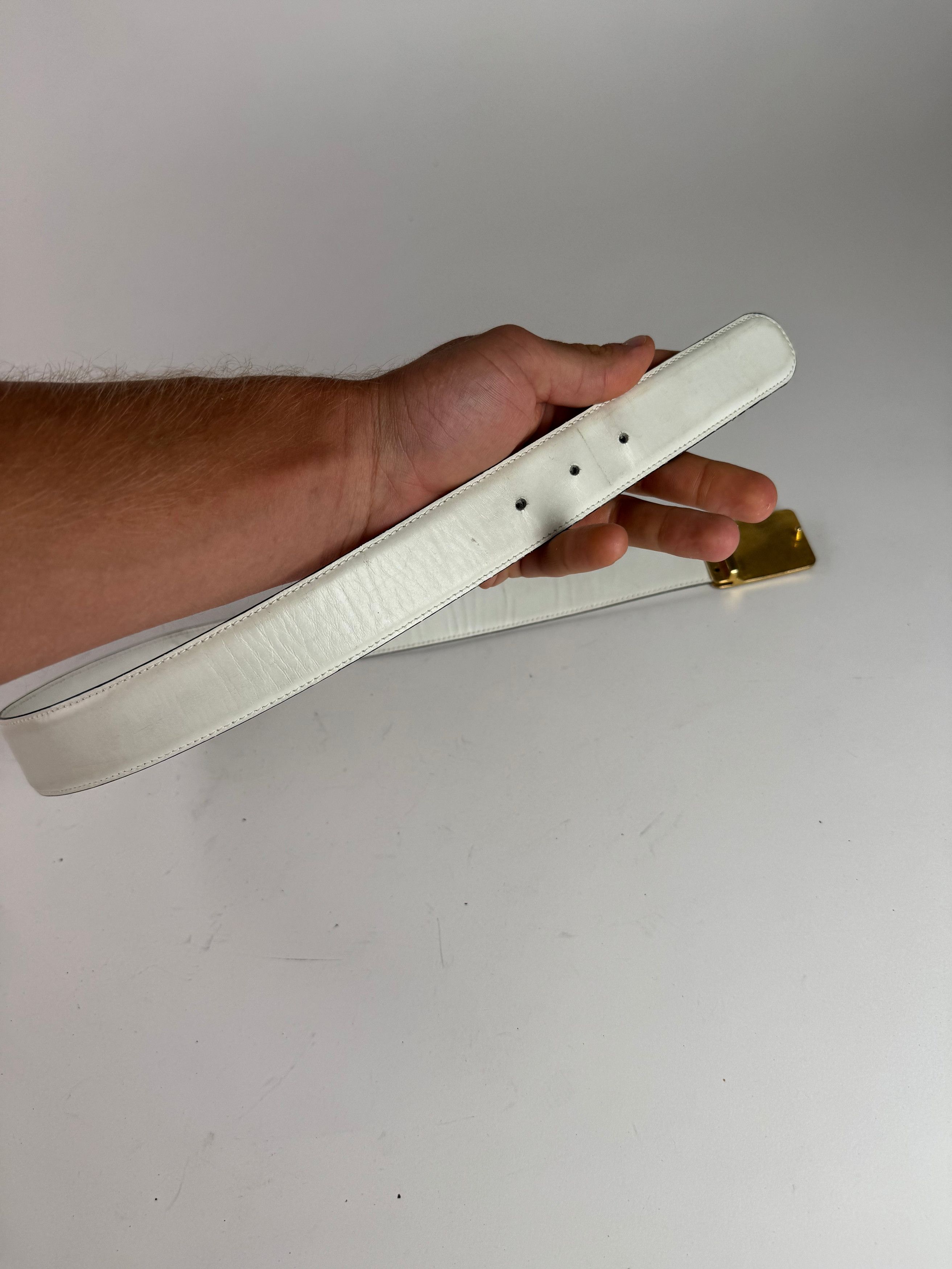 Celine Vintage Leather belt white Size ONE SIZE - 12 Thumbnail