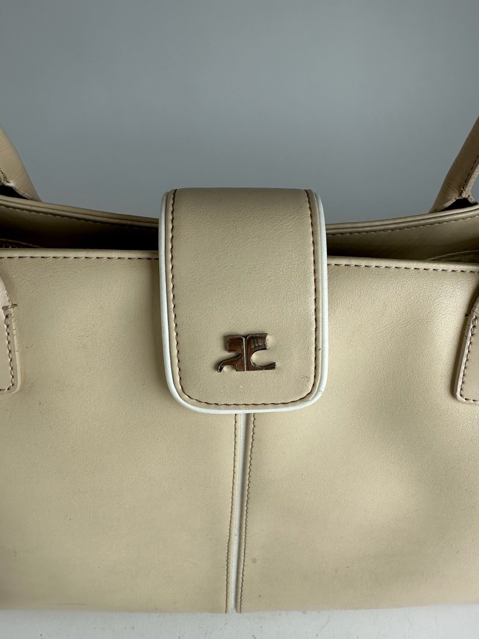 Courreges Vintage Leather Bag Beige Size ONE SIZE - 7 Thumbnail