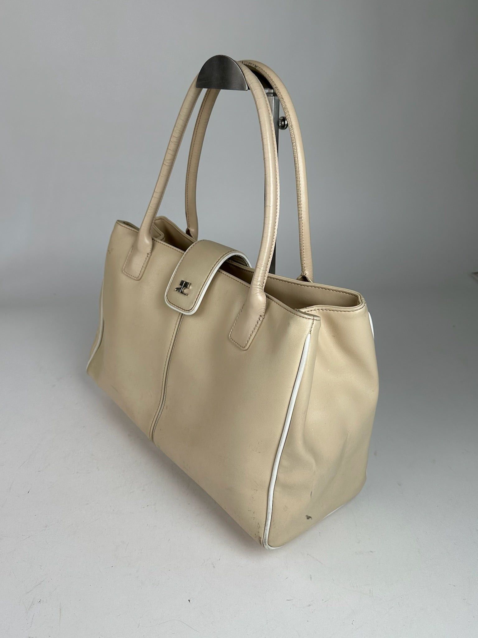 Courreges Vintage Leather Bag Beige Size ONE SIZE - 2 Thumbnail