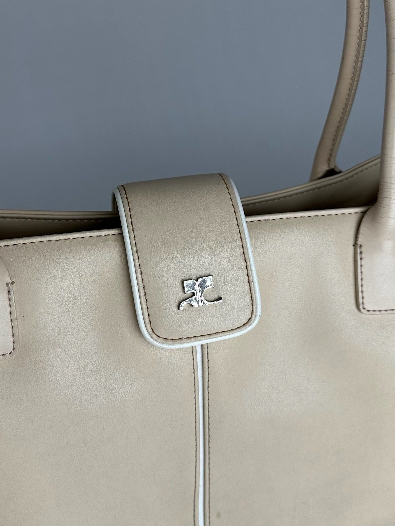 Courreges Vintage Leather Bag Beige Size ONE SIZE - 8 Thumbnail