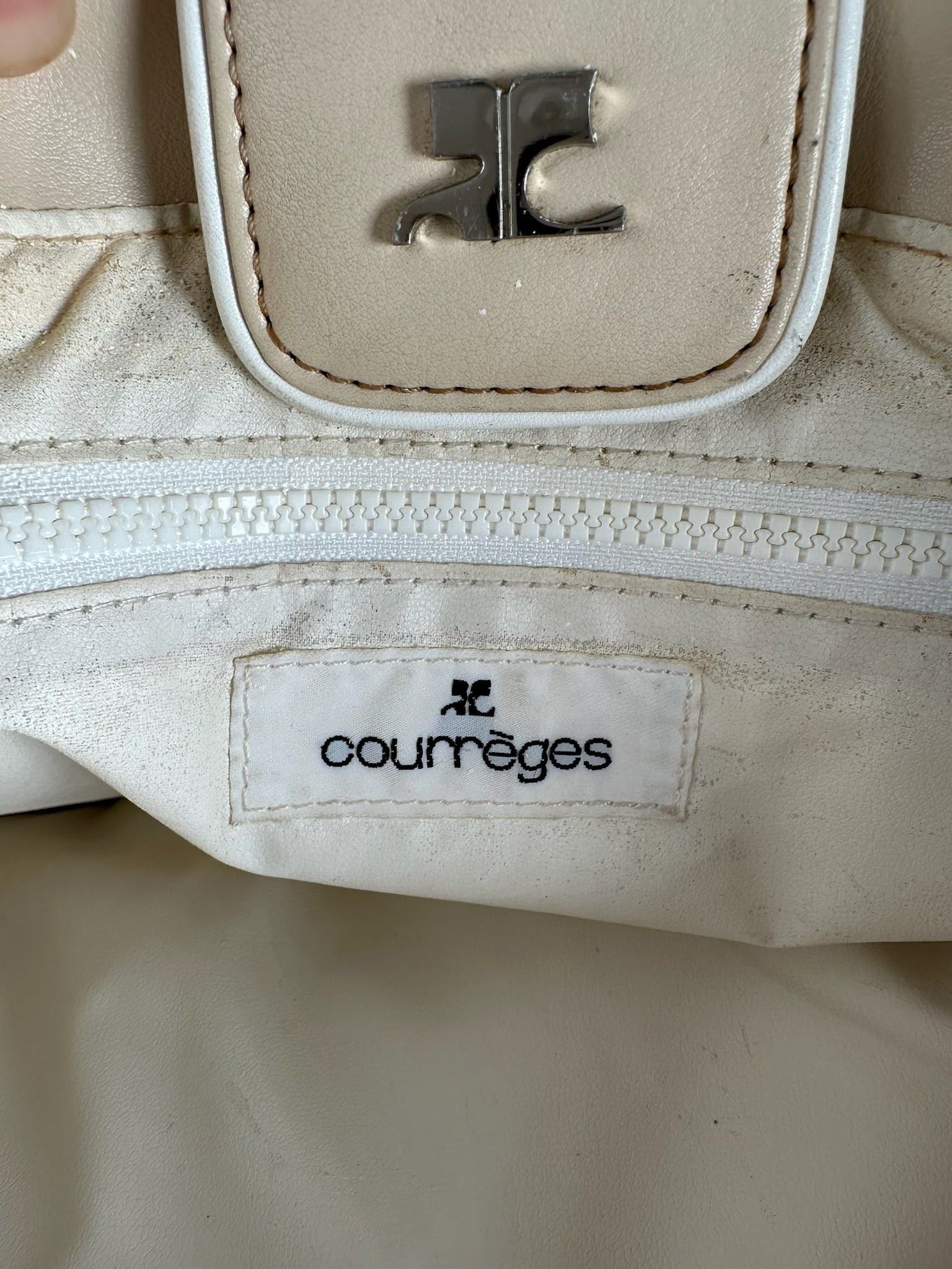 Courreges Vintage Leather Bag Beige Size ONE SIZE - 5 Thumbnail