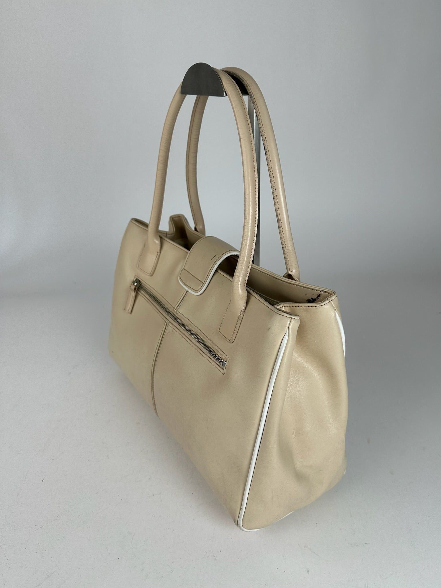 Courreges Vintage Leather Bag Beige Size ONE SIZE - 9 Thumbnail