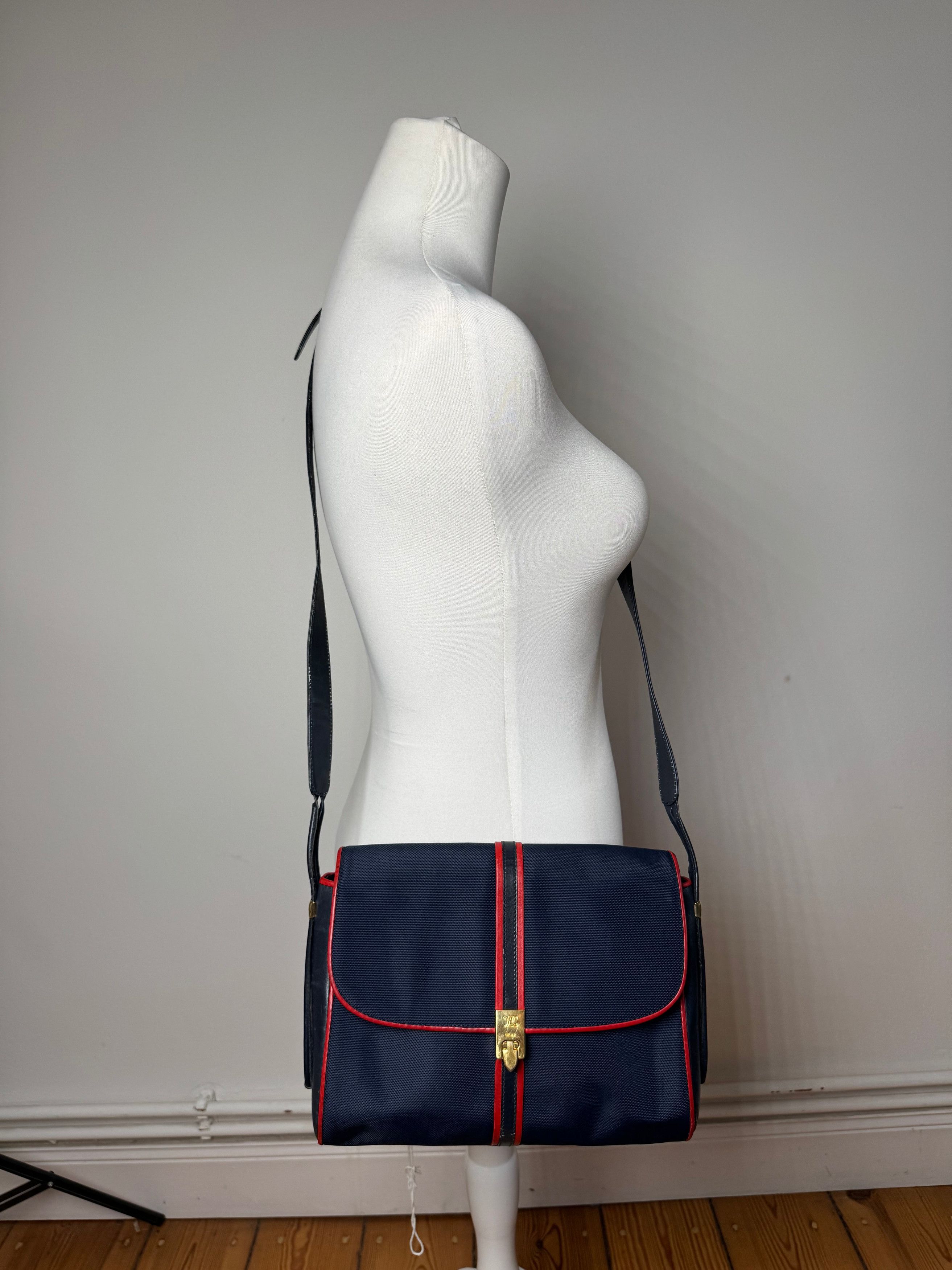 Celine Vintage Paris Triomphe Bag navy Size ONE SIZE - 10 Thumbnail