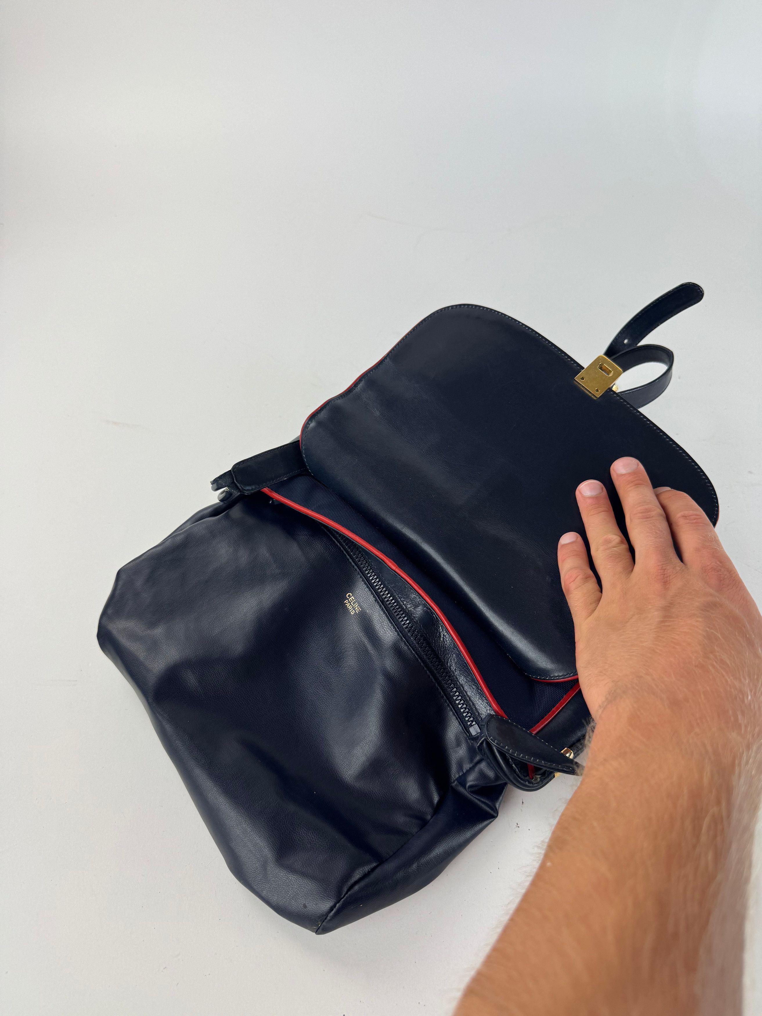 Celine Vintage Paris Triomphe Bag navy Size ONE SIZE - 4 Thumbnail