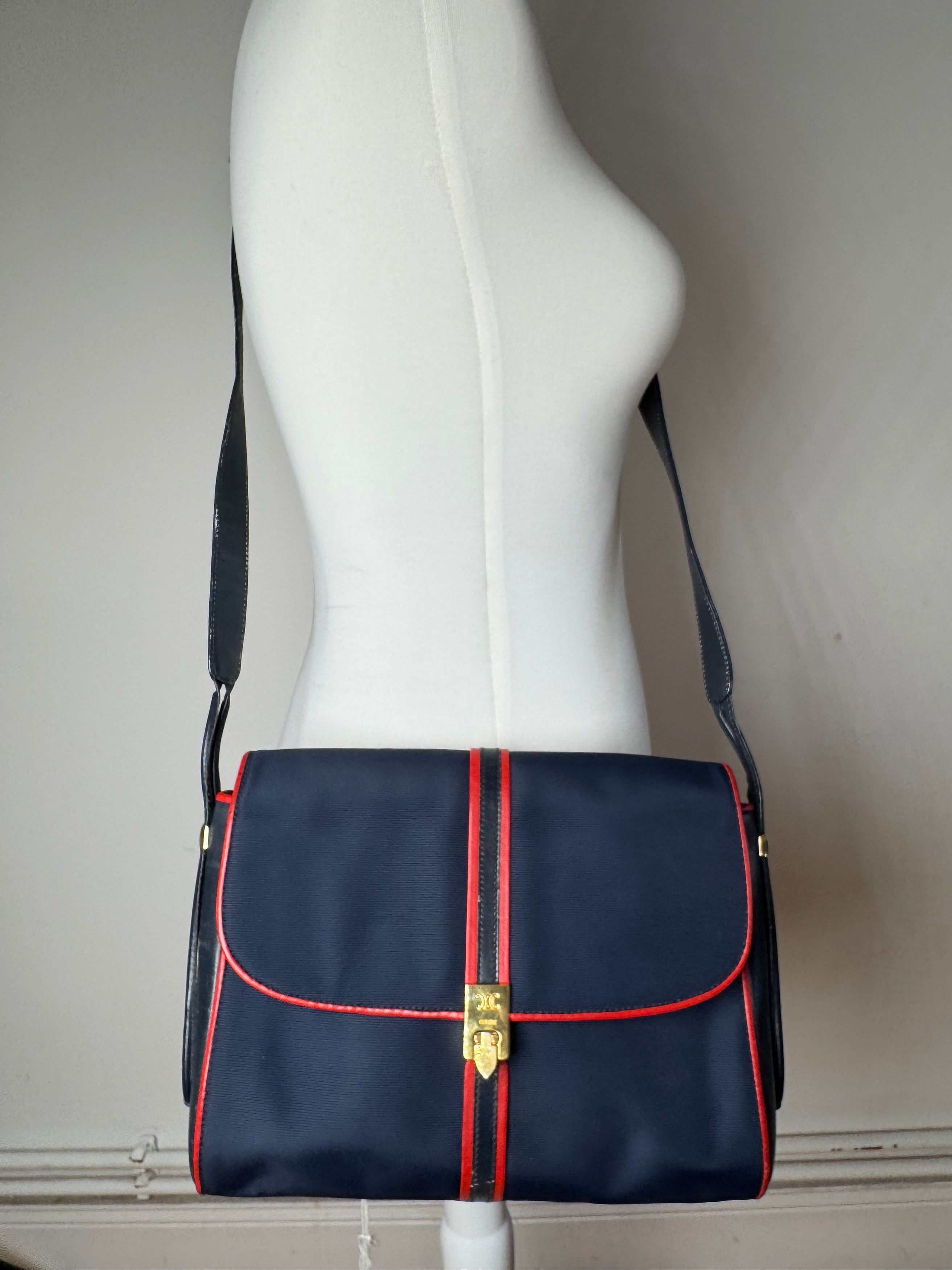 Celine Vintage Paris Triomphe Bag navy Size ONE SIZE - 13 Thumbnail
