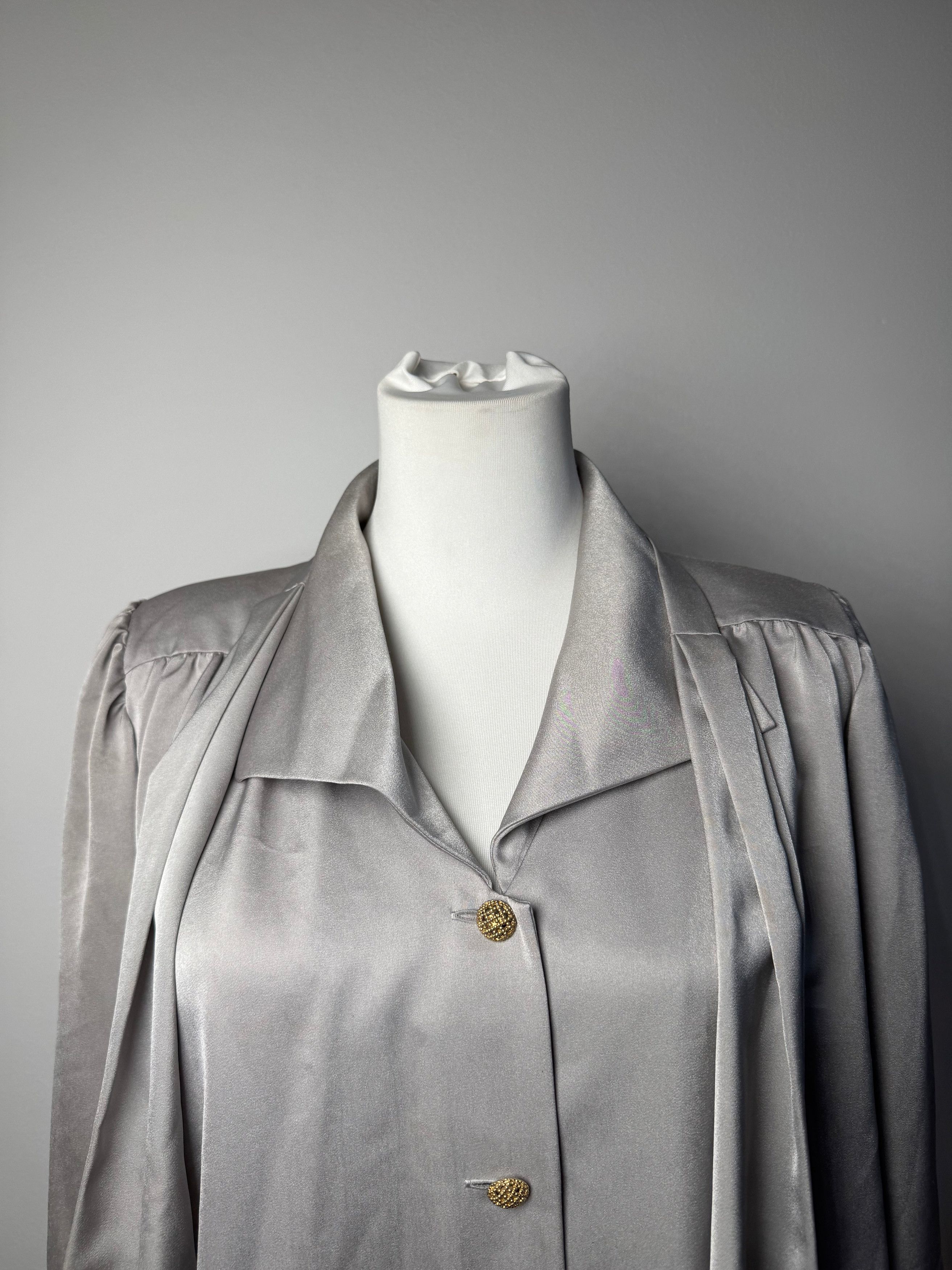 Other Vintage Yves Saint Laurent Silk Blouse silver 38/M Size M / US 6-8 / IT 42-44 - 7 Thumbnail