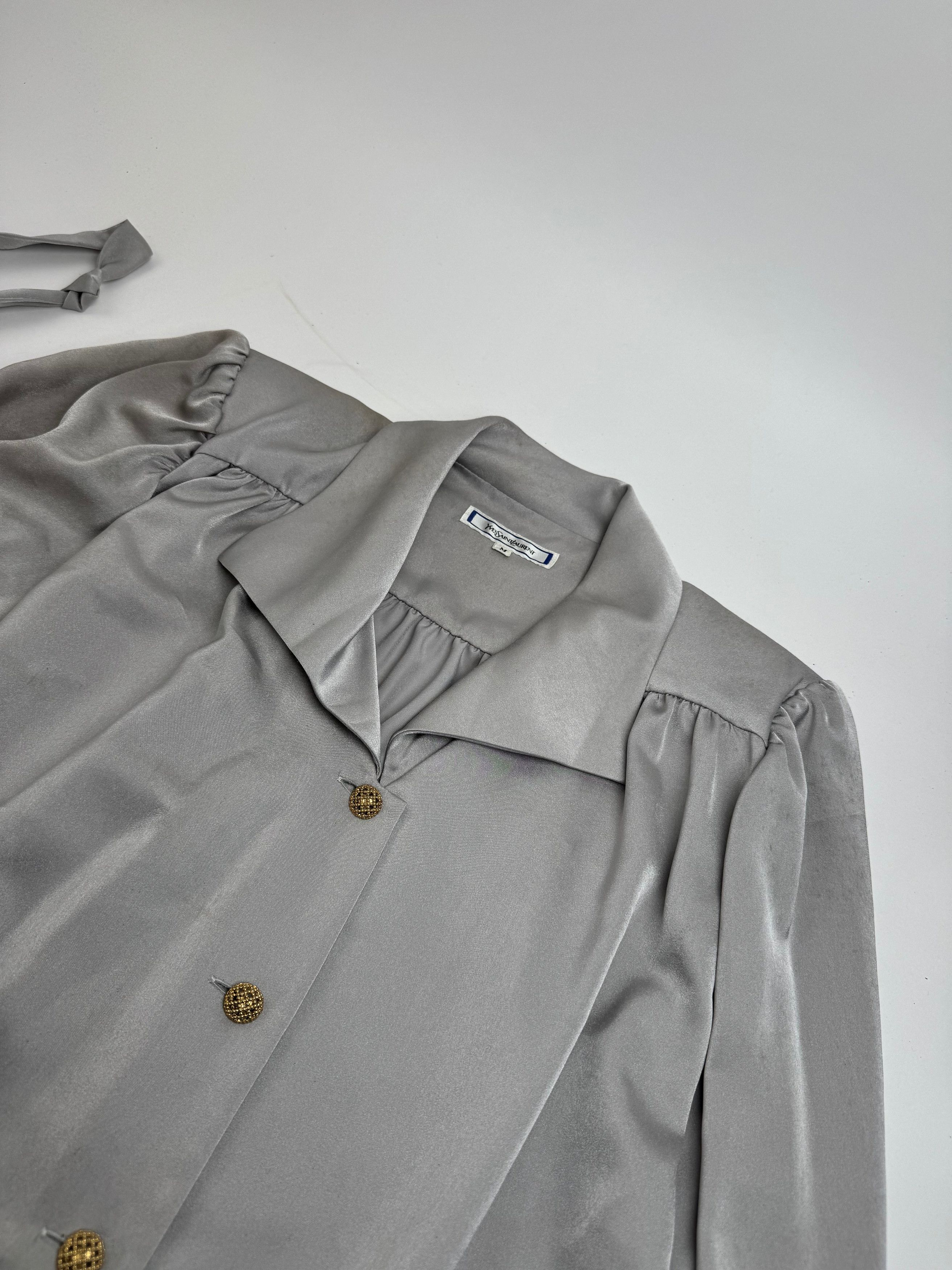Other Vintage Yves Saint Laurent Silk Blouse silver 38/M Size M / US 6-8 / IT 42-44 - 8 Thumbnail